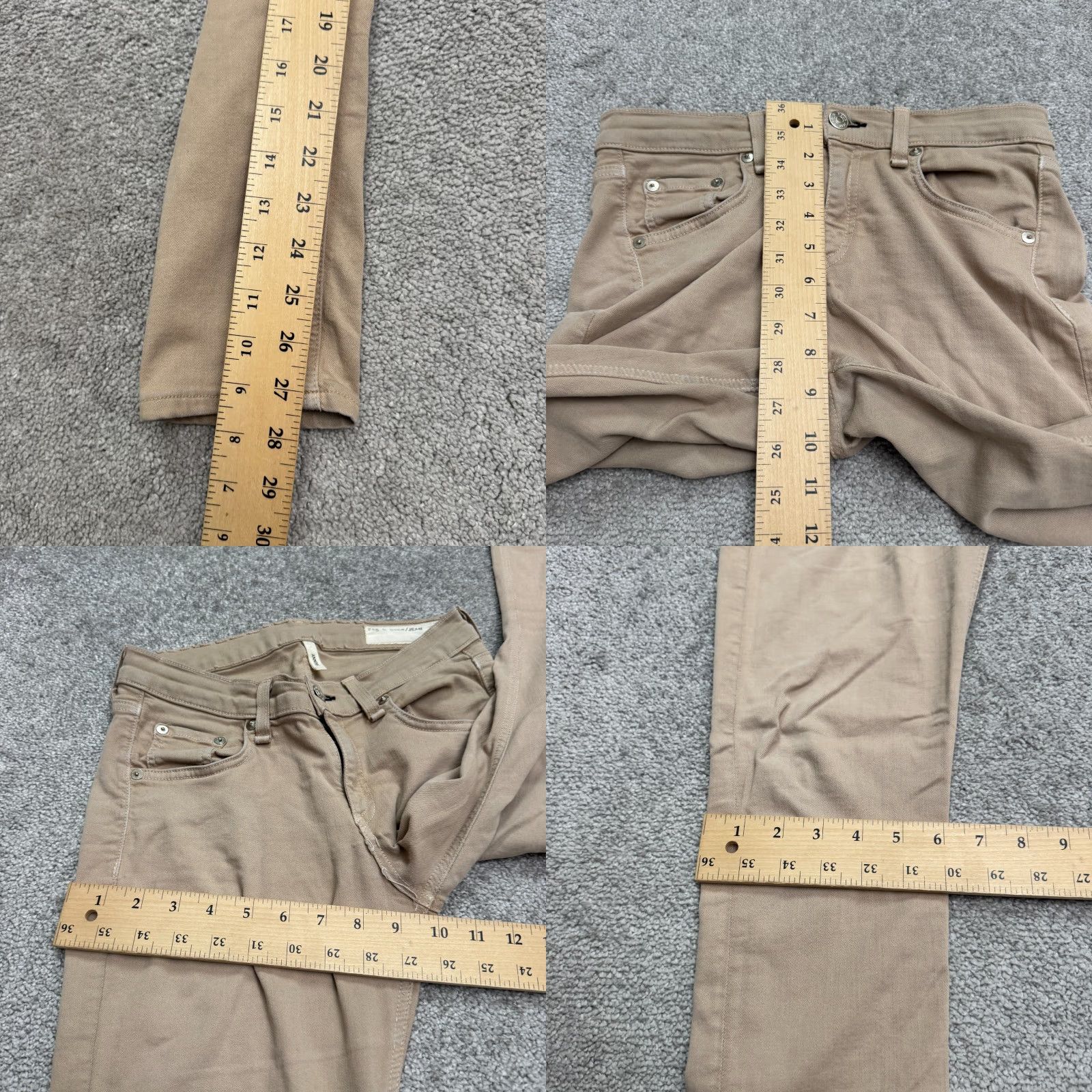Rag & Bone rag & bone Jeans Womens 26 Tan Brown Mid Rise Stretch Denim Skinny 5-Pocket City Streetwear Womens Size 26" / US 2 / IT 38 - 9 Thumbnail