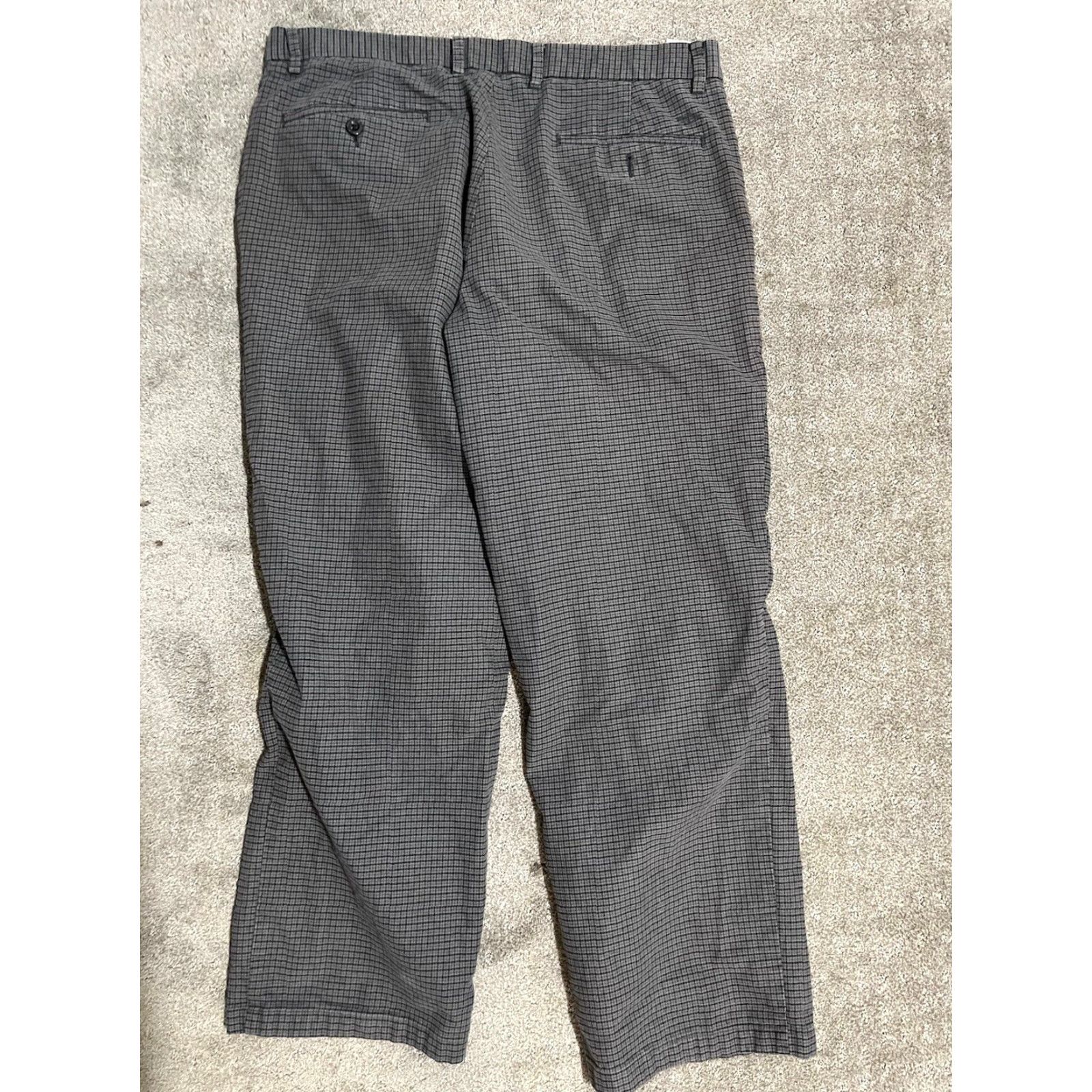 Dockers VINTAGE Dockers Pants - Plaid Straight Fit Khakis, Men, Size 36, Inseam 29, Gray/Blue, Cotton, 90s, Mens Size US 36 / EU 52 - 3 Thumbnail