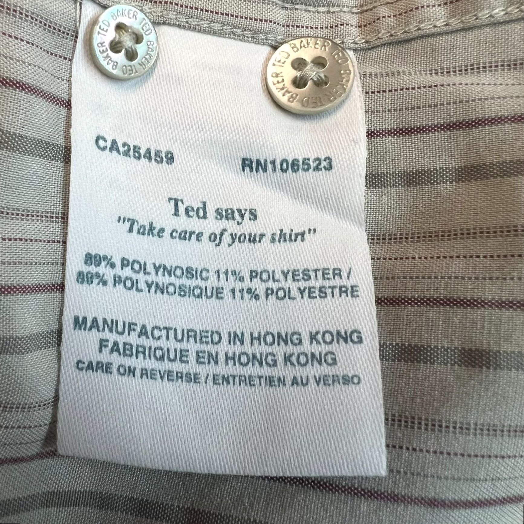 Ted Baker Ted Baker Striped Button-Up Shirt Mens Size 6 2XL Gray Long Sleeve Collared Classic Ted Baker Shirt Size US S / EU 44-46 / 1 - 7 Thumbnail