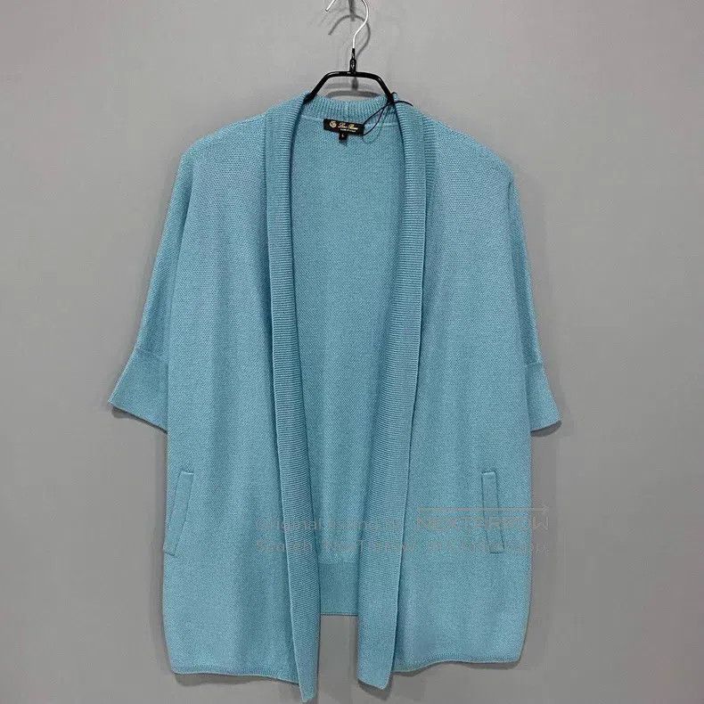 Loro Piana Light Blue Cashmere Short Sleeve Cardigan