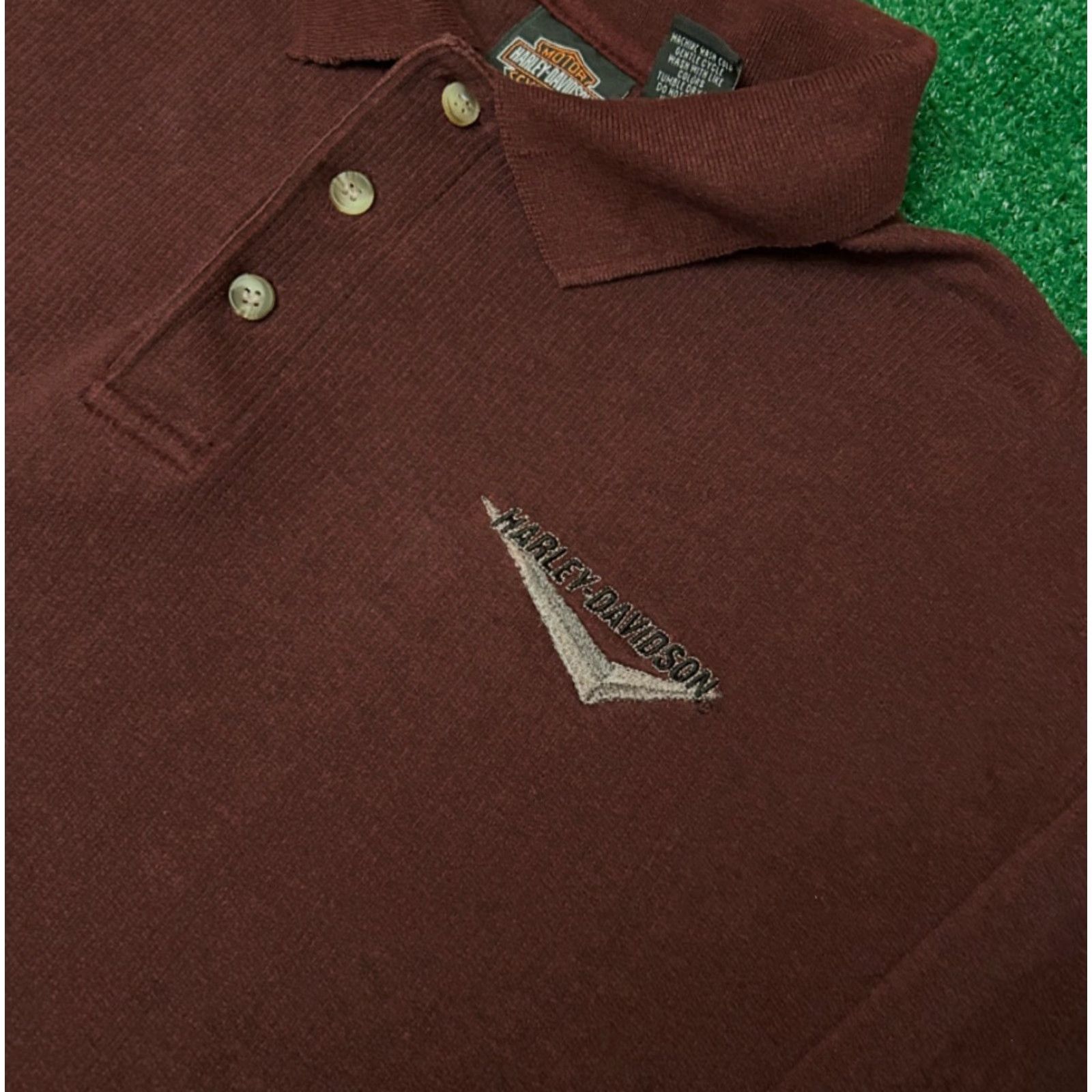 Harley Davidson VINTAGE Harley-Davidson Long Sleeve Polo Collared Shirt Sz XXL Burgundy 90s Y2K NY Motorcyle Biker Grunge Hip Hop Mens Size US XXL / EU 58 / 5 - 3 Thumbnail