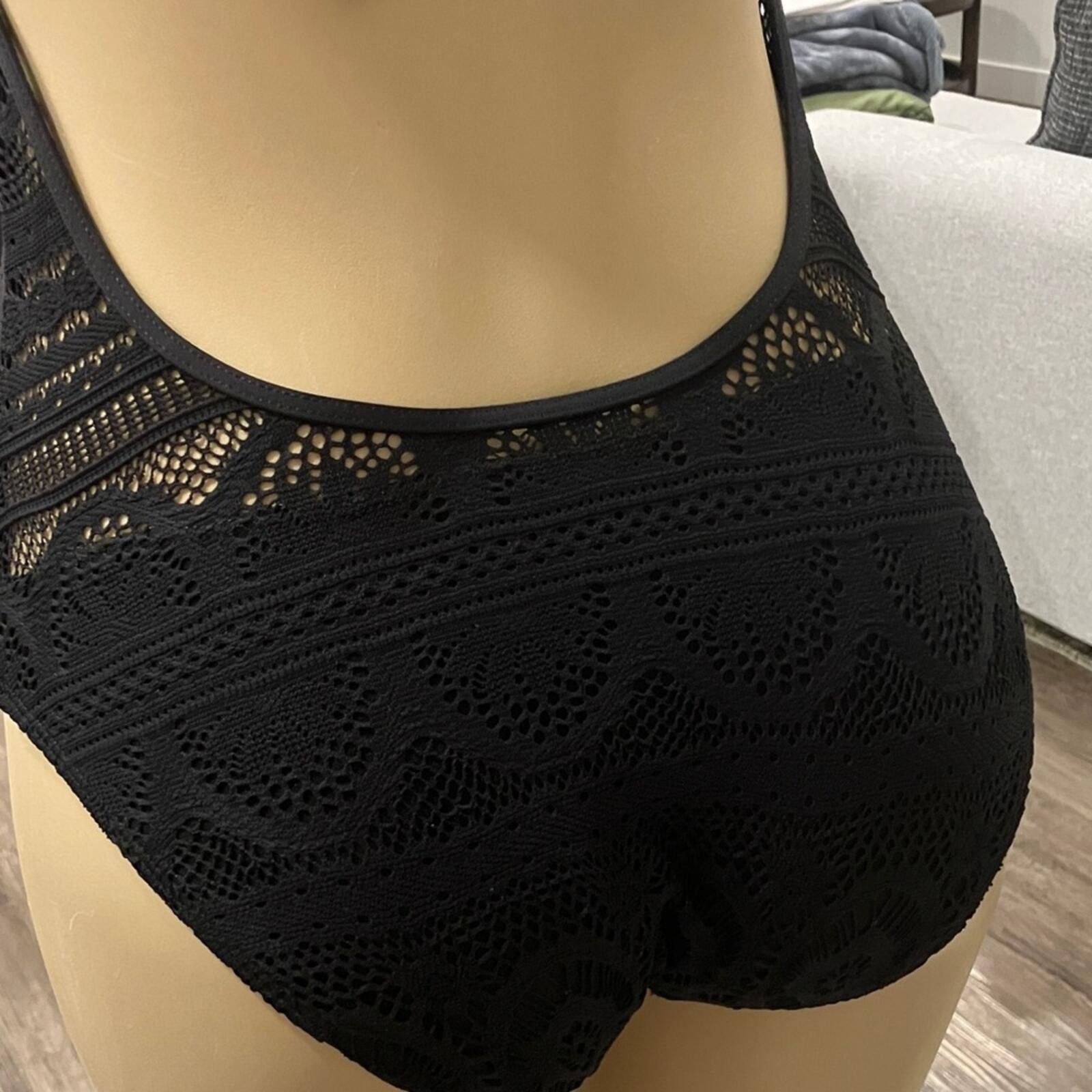 Kenneth Cole NWOT Kenneth Cole Reaction Black Crochet Swimsuit Size ONE SIZE - 5 Thumbnail