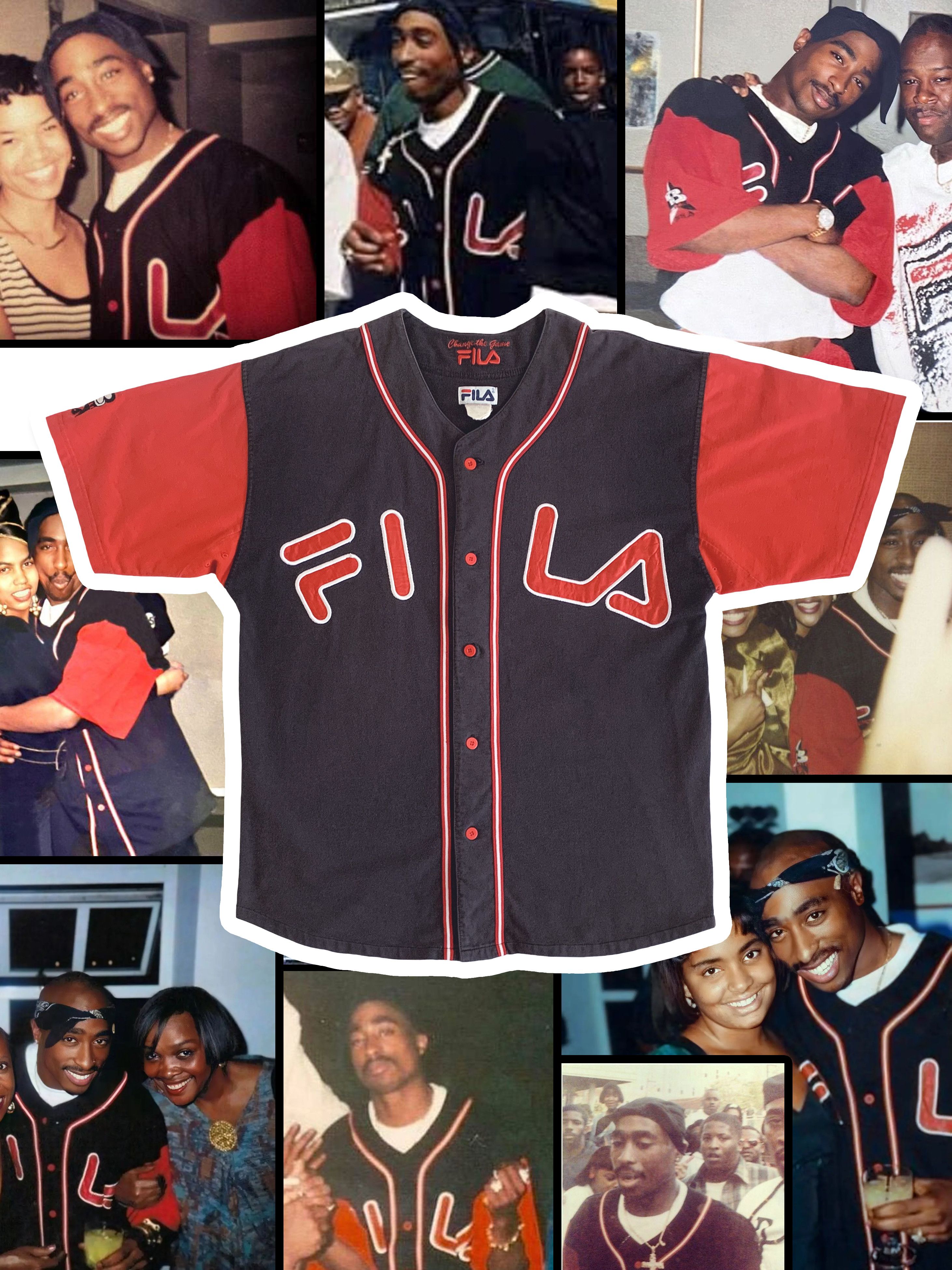 RARE Vintage 90s FILA Baseball Jersey 2pac Tupac B-Ball