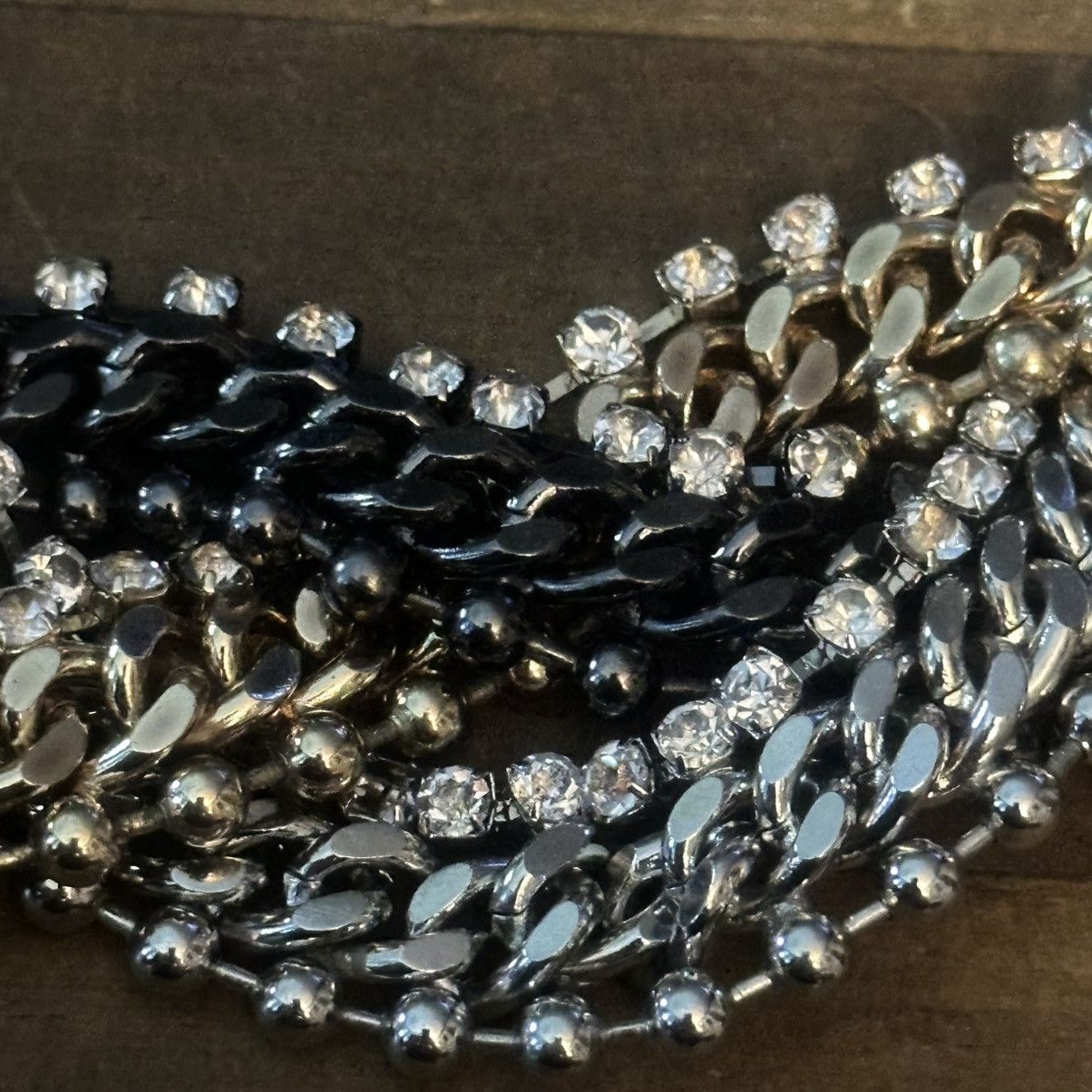 Other Chunky braided tricolor chain and rhinestones bracelet Size ONE SIZE - 5 Thumbnail