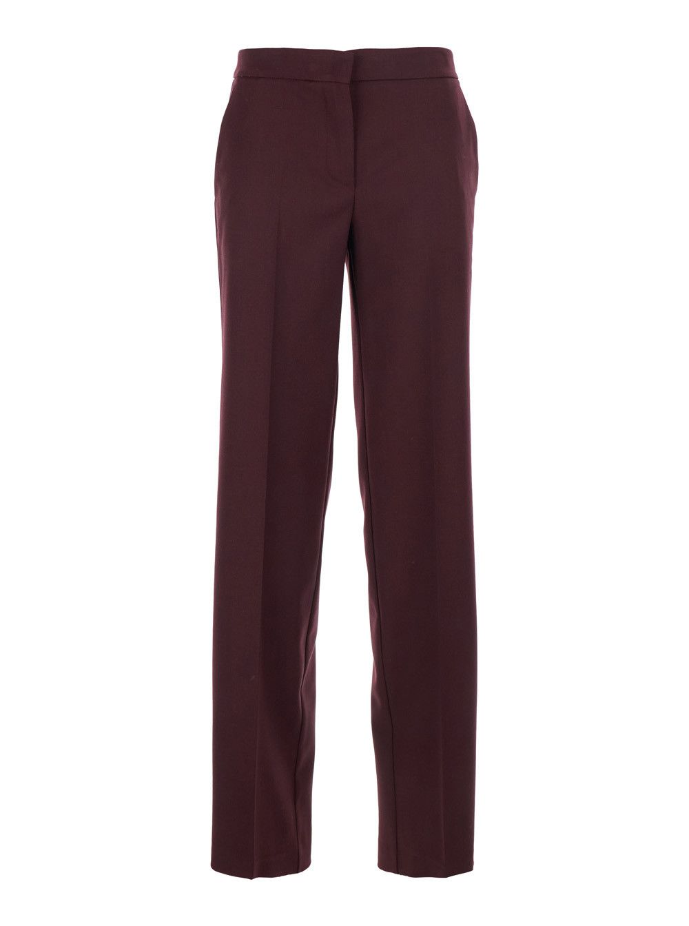 TWINSET Violet Pants with Concealed Front Closure and Logo Plaque on the Rear in Wool Blend Stretch Woman Size 32" / US 10 / IT 46 - 1 Thumbnail