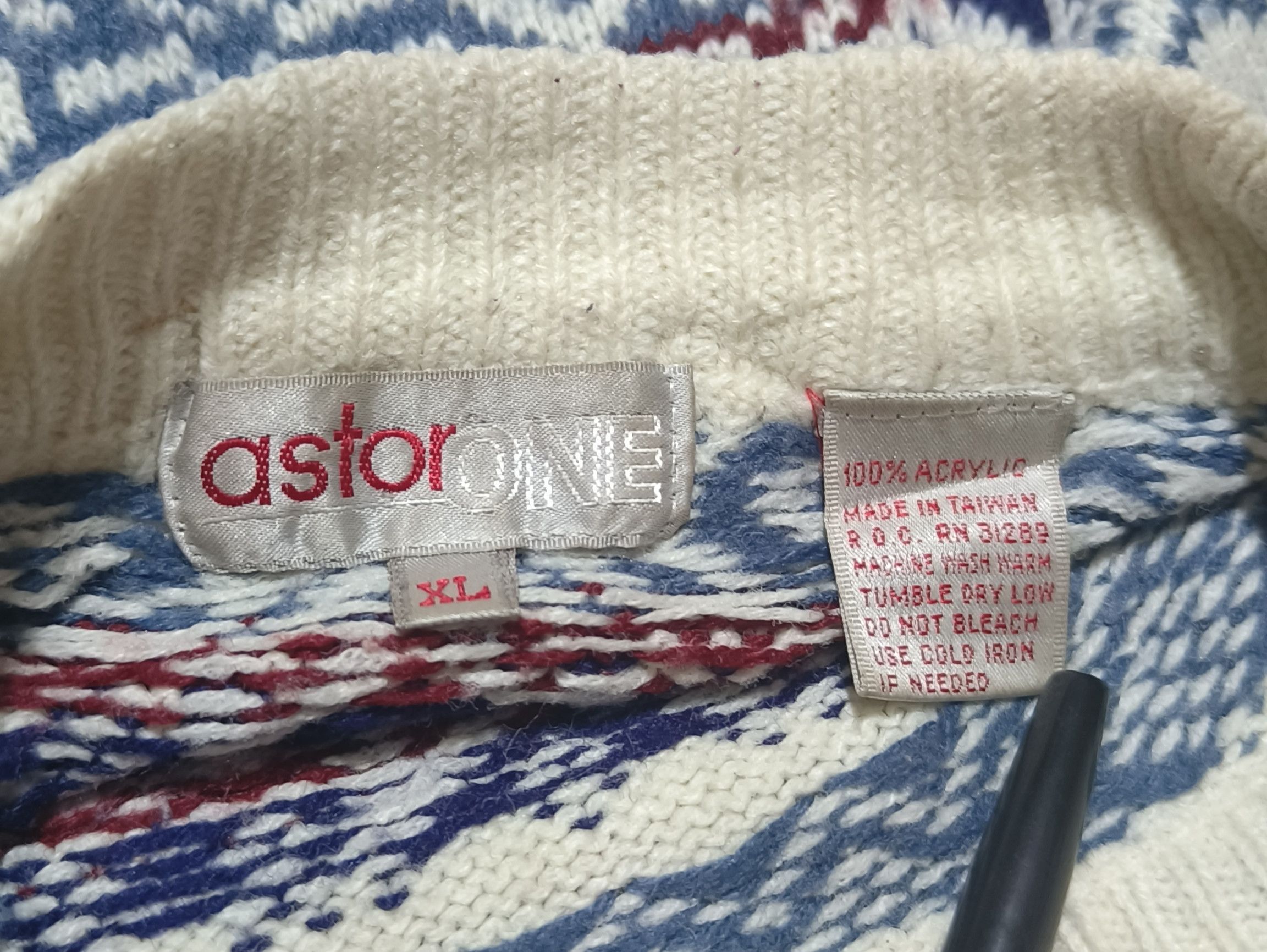 Other Vintage 80s ASTOR ONE Ethnic Striped Motifs Knit Sweater Size US XL / EU 56 / 4 - 8 Thumbnail