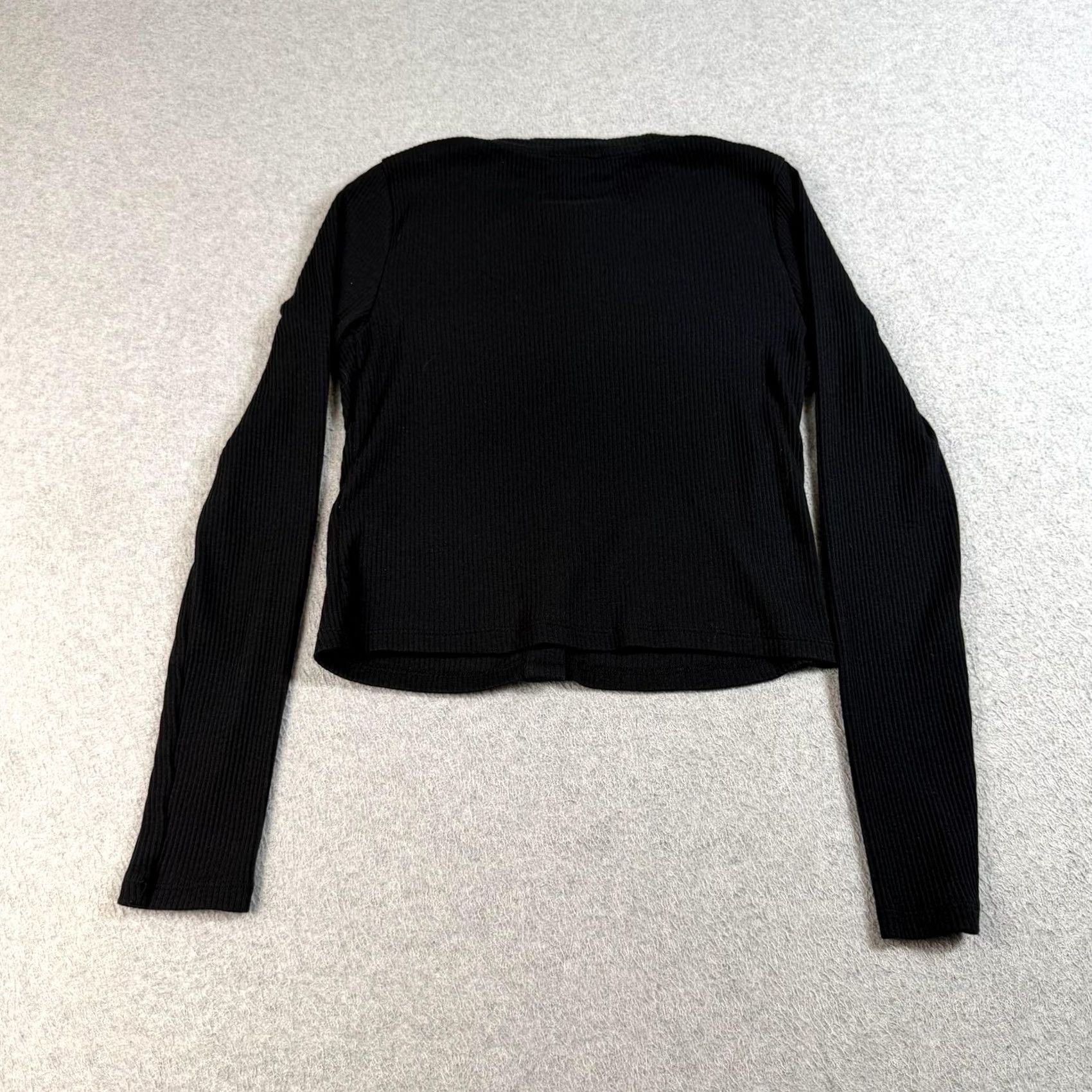 J.Crew J.CREW Cardigan Sweater Women Small Black Lightweight Knit Crew Neck Gold Button Front Ribbed Cap Sleeve Size S / US 4 / IT 40 - 2 Thumbnail