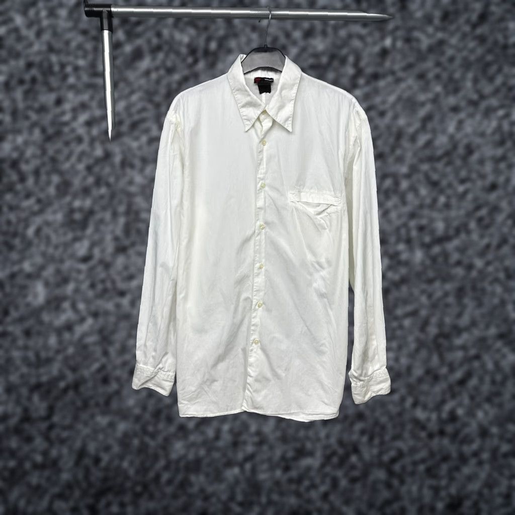 Versace VINTAGE Versace Sport Mens Long Sleeve White Shirt XL Size US XL / EU 56 / 4 - 1 Thumbnail