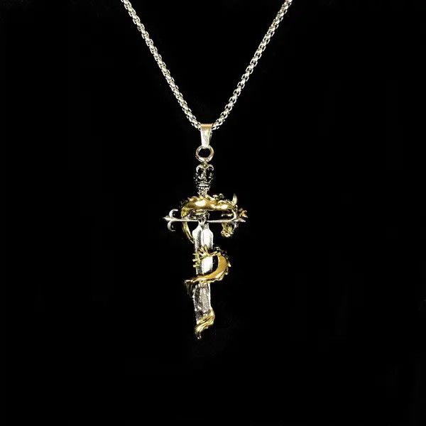 Jewelry Dragon Sword Necklace Punk Chain Size ONE SIZE - 8 Thumbnail
