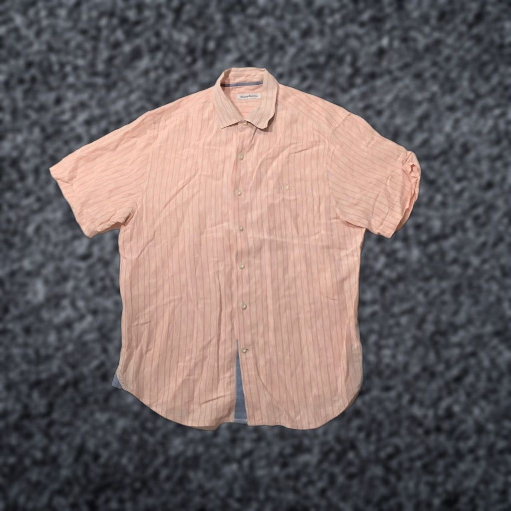 Tommy Bahama Tommy Bahama Shirt Mens Large Pink Stripe Short Sleeve Button Front Linen Casual Size US L / EU 52-54 / 3 - 1 Thumbnail