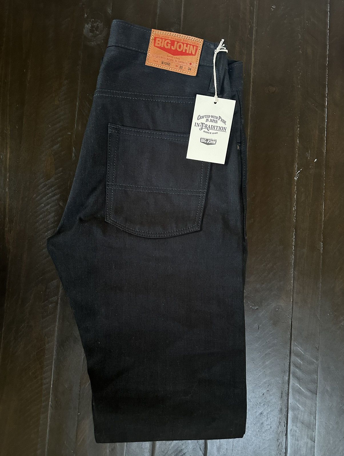Big John × Japanese Brand Big John M106 Slim Tapered Leg Black Sulfur-Dyed Selvedge Size US 31 - 1 Thumbnail