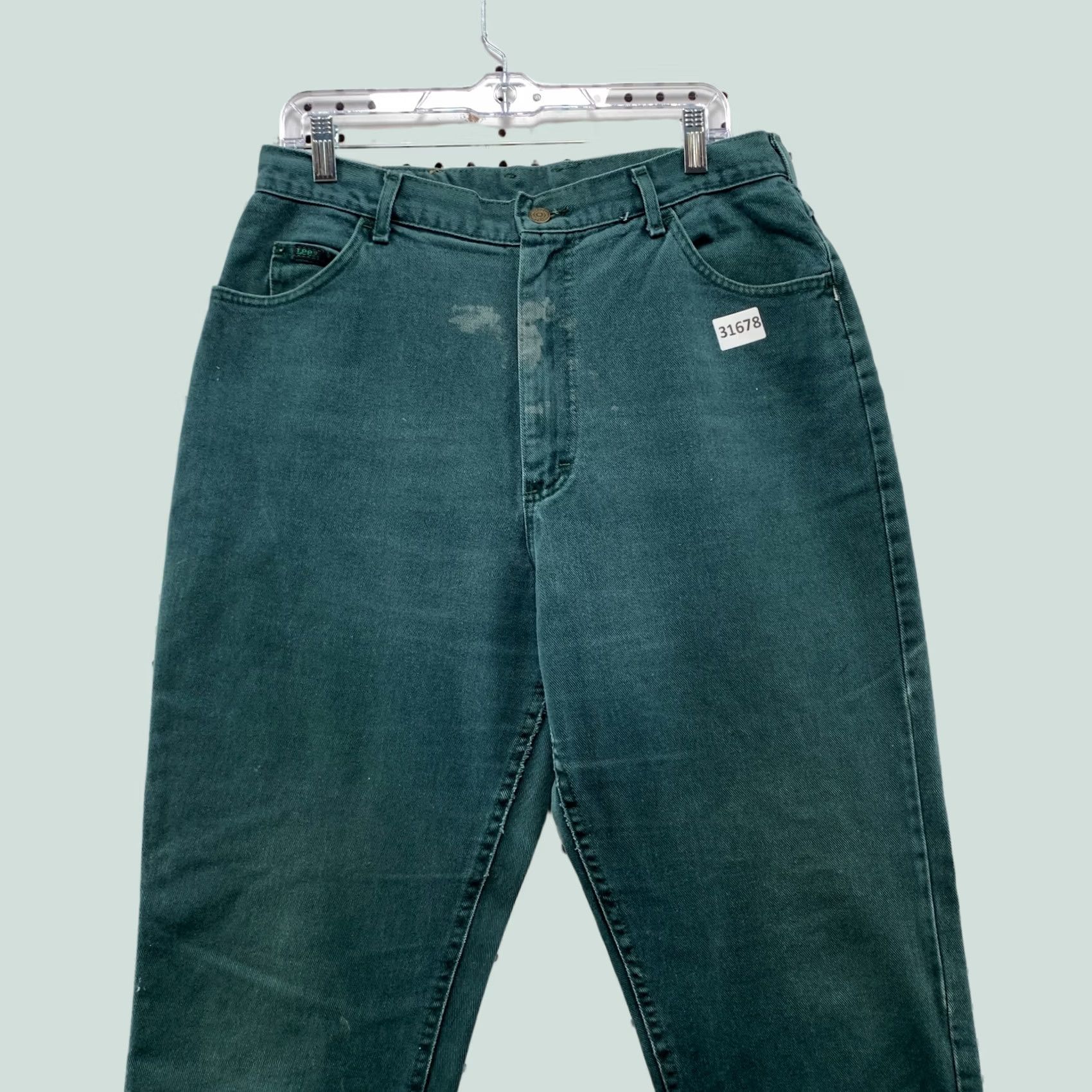 Lee VINTAGE Lee Jeans Womens 16 Green 90s Tapered Denim SIze Fits 32x29 Made USA Size 38" / US 16 / IT 52 - 1 Thumbnail