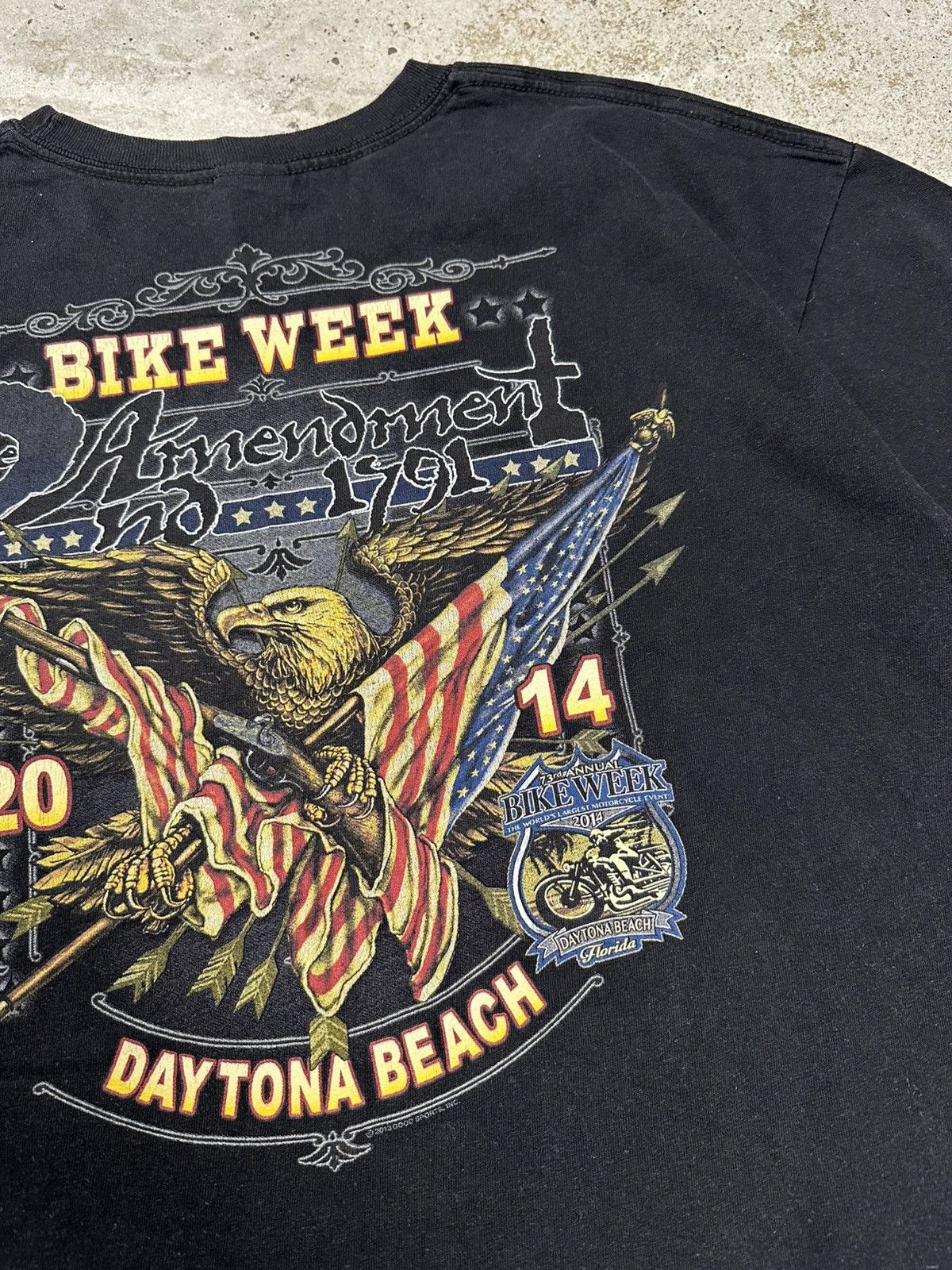 Harley Davidson Vintage Bike Week Daytona Beach Harley Moto Print T Shirt Size US XL / EU 56 / 4 - 10 Thumbnail