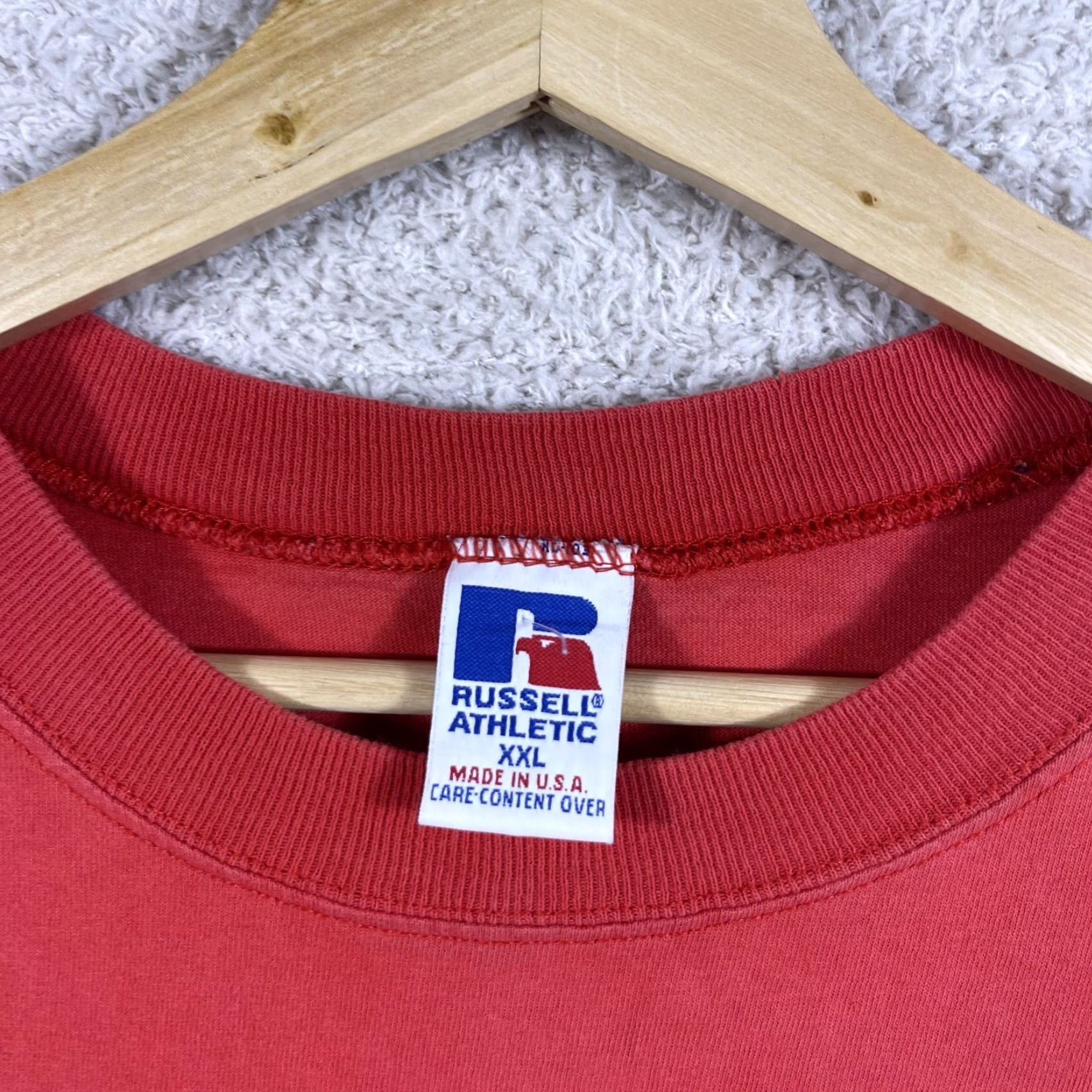 Russell Athletic VINTAGE Russell Athletic T Shirt Mens 2XL Red Blank 90s Tee Y2K USA YZY Faded Size US XXL / EU 58 / 5 - 3 Thumbnail