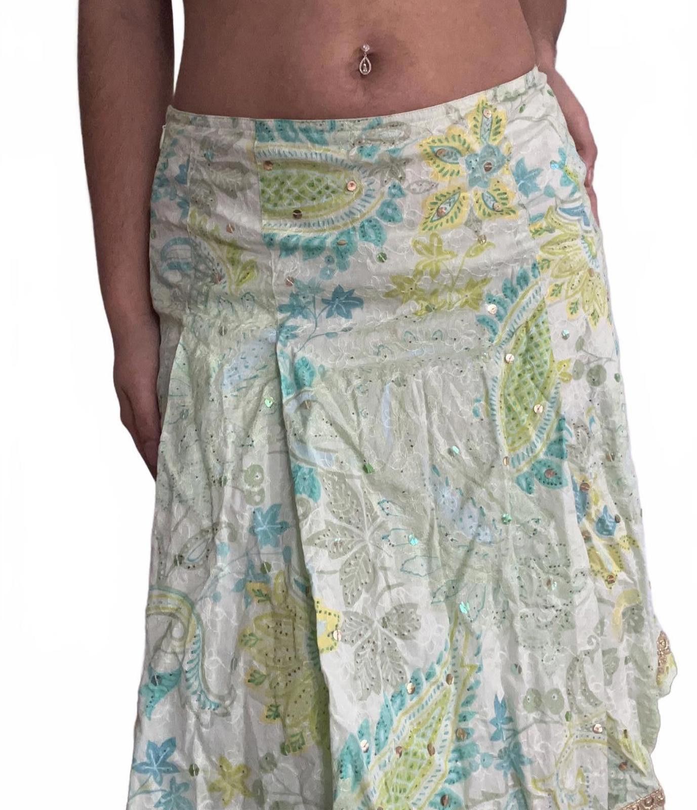 Express Women’s green cotton colorful skirt Size 26" / US 2 / IT 38 - 3 Thumbnail