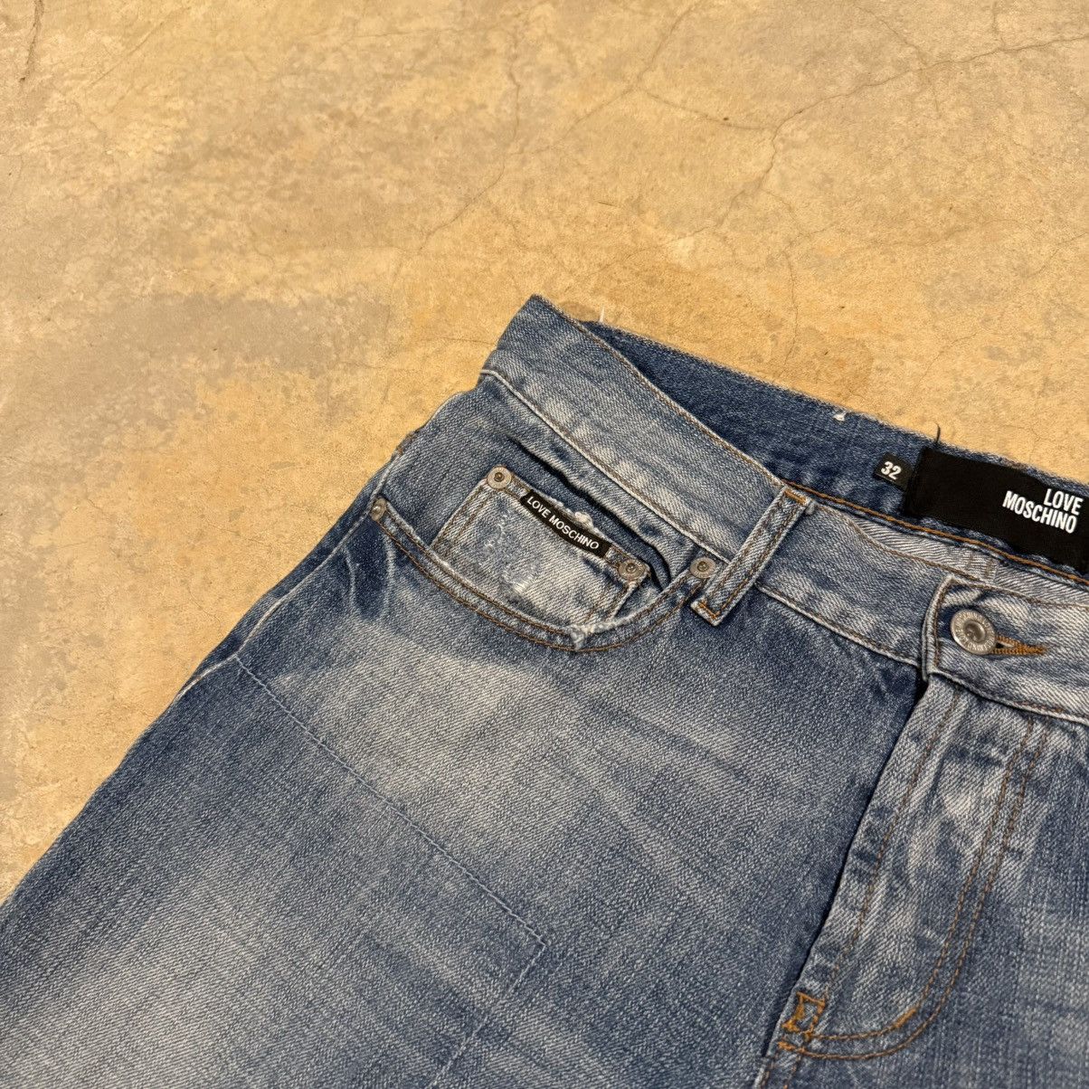 Moschino Love Moschino Patchwork Distressed Faded Jeans Grunge ERD Size US 31 - 7 Thumbnail