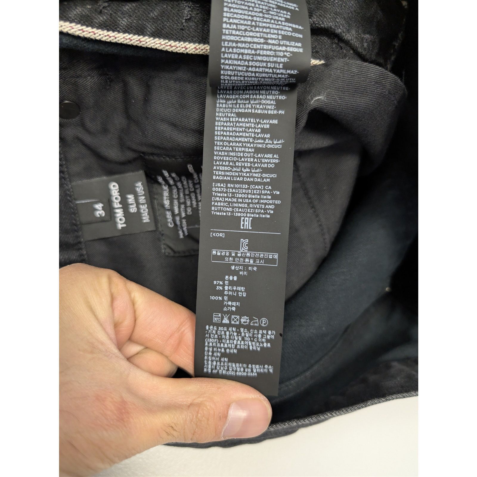 Tom Ford o1rshd1 Slim Fit Denim Jeans in Aged Black Size US 34 / EU 50 - 20 Thumbnail