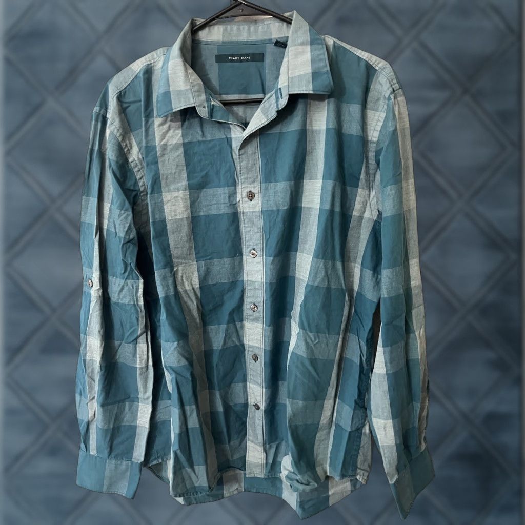 Perry Ellis PERRY ELLIS Green Long Sleeve Button-Up Shirt Adult Mens XL Size US XL / EU 56 / 4 - 1 Thumbnail