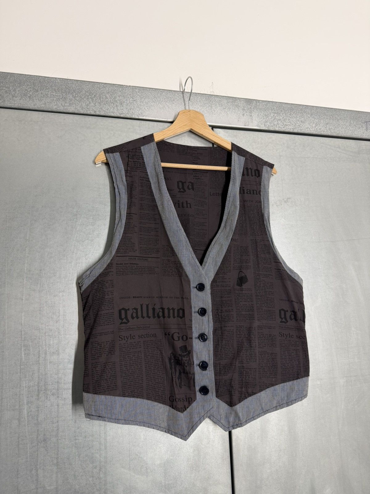 John Galliano Vintage 00s John Galliano Gazette Reversibel Vest Size US L / EU 52-54 / 3 - 2 Thumbnail