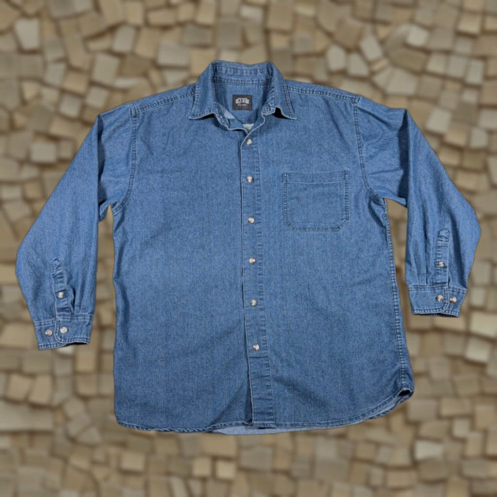 Vintage VINTAGE Key Shirt Adult LARGE Blue Chambray Workwear Outdoor Denim Style Y2K Shirt Mens Size US L / EU 52-54 / 3 - 1 Thumbnail