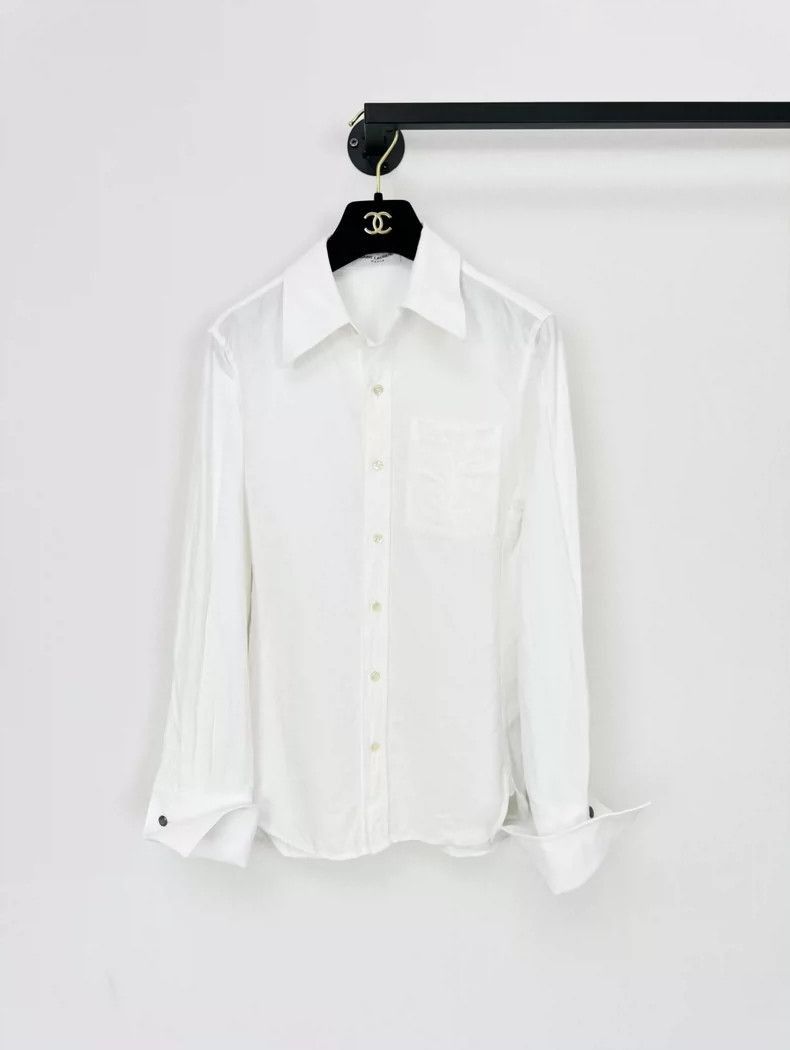 Saint Laurent Paris Saint Laurent Paris Saint Laurent White Long Sleeve Shirt- Size US S / EU 44-46 / 1 - 1 Thumbnail