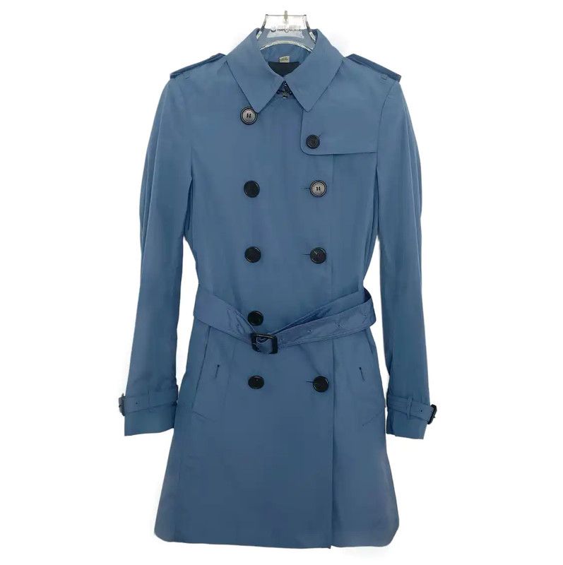 Burberry Burberry Women's Short Blue Cotton Trench Coat Size XS / US 0-2 / IT 36-38 - 1 Thumbnail