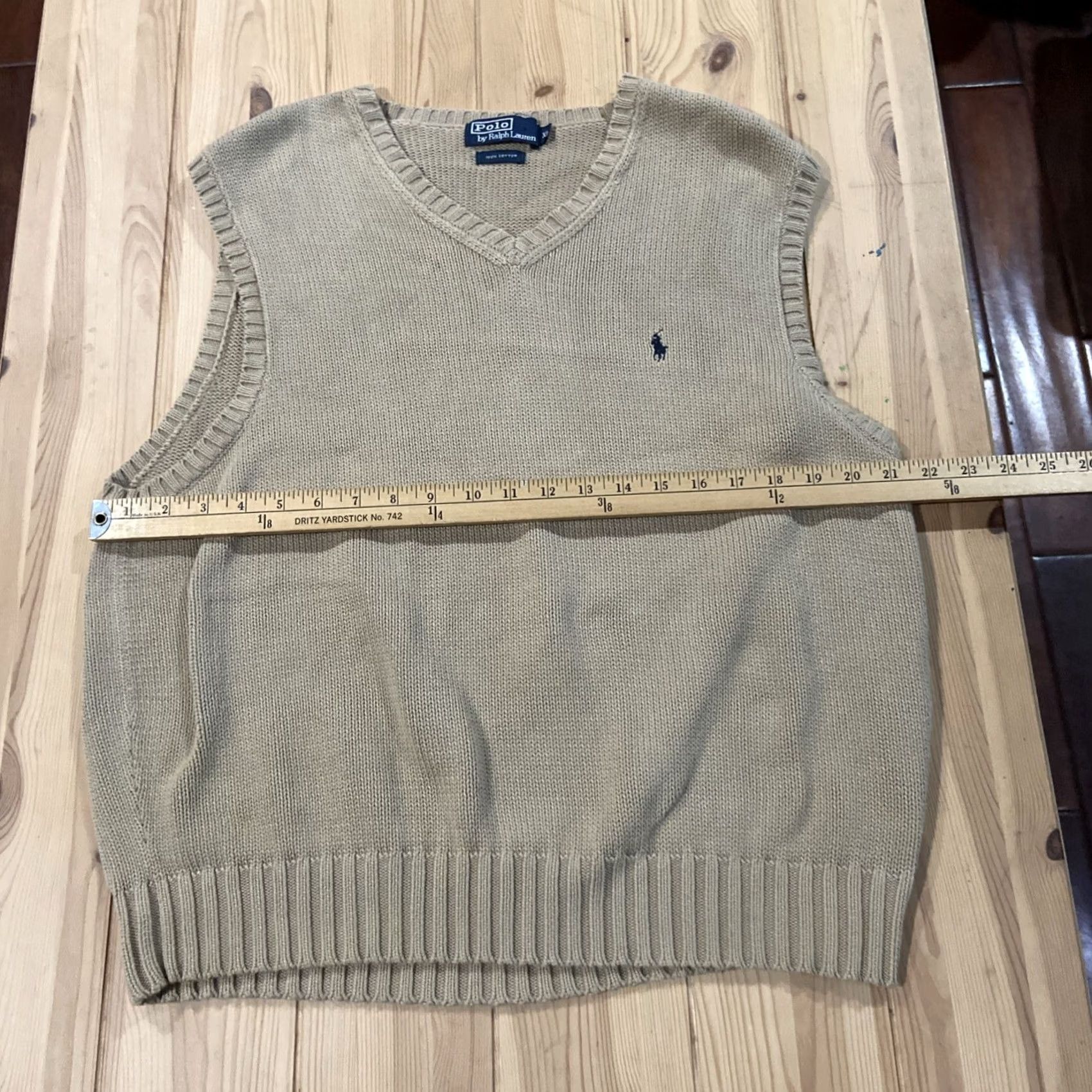 Ralph Lauren VINTAGE Ralph Lauren Polo 90s Tan Brown Cotton V-Neck Knit Sweater Vest XL Men Size US XL / EU 56 / 4 - 7 Thumbnail