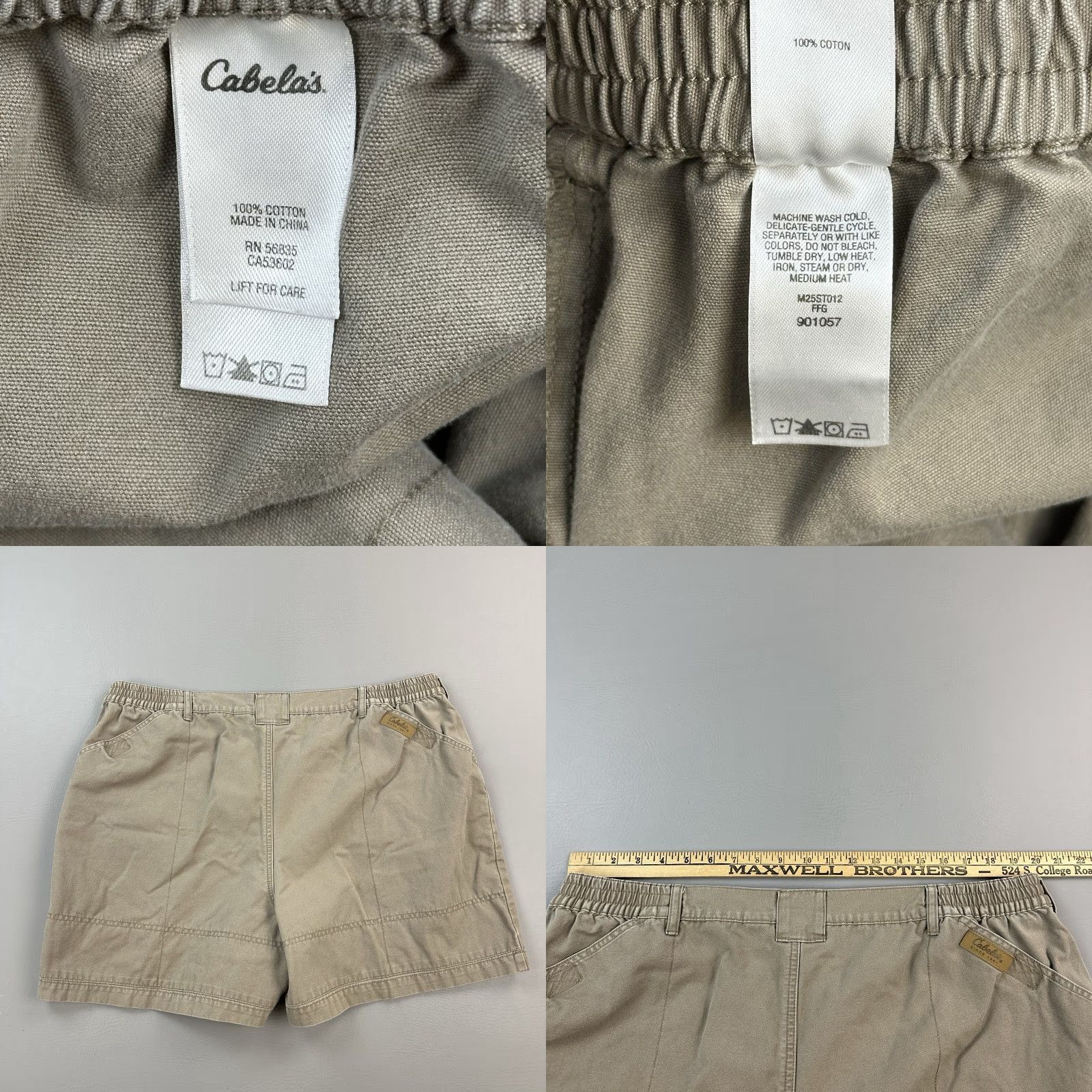 Vintage Cabelas Shorts Mens 42 Tan Canvas 5" Trail Hiker Cargo Elastic Waist Lot of 2 Mens Pants Canvas Cargo Pocket Brown 42 in Regular Cotton Size US 42 / EU 58 - 10 Thumbnail