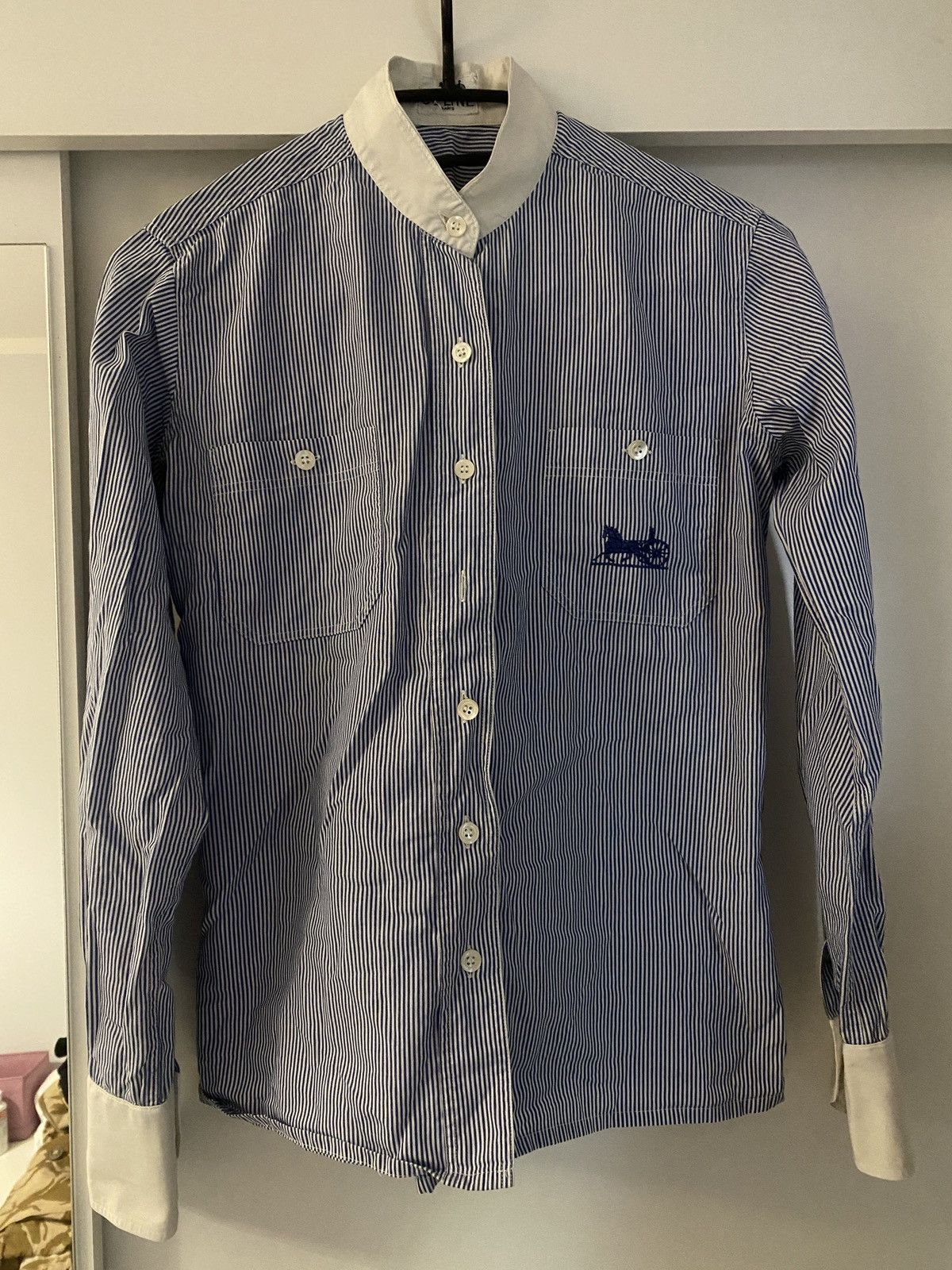 Celine Luxury vintage celine big logo on pocket shirt button up Size XS / US 0-2 / IT 36-38 - 1 Thumbnail