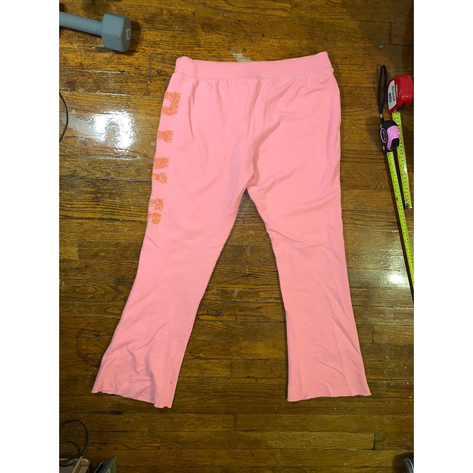 Pink × Victoria's Secret × Vintage VTG Victoria's Secret PINK Flare Sweatpants Y2K Pink Large Size 31" - 2 Thumbnail