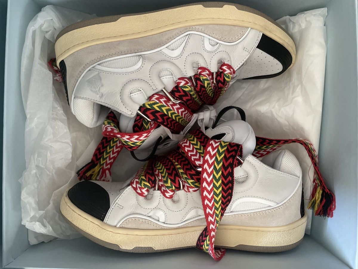 image of Lanvin Leather Curb Shoes in White, Men's (Size 9)