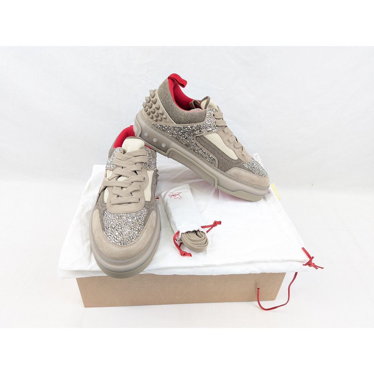 Christian Louboutin o1rshd1 Astro Loubi Strass Flat Sneakers in Saharienne Size US 10 / EU 43 - 17 Thumbnail