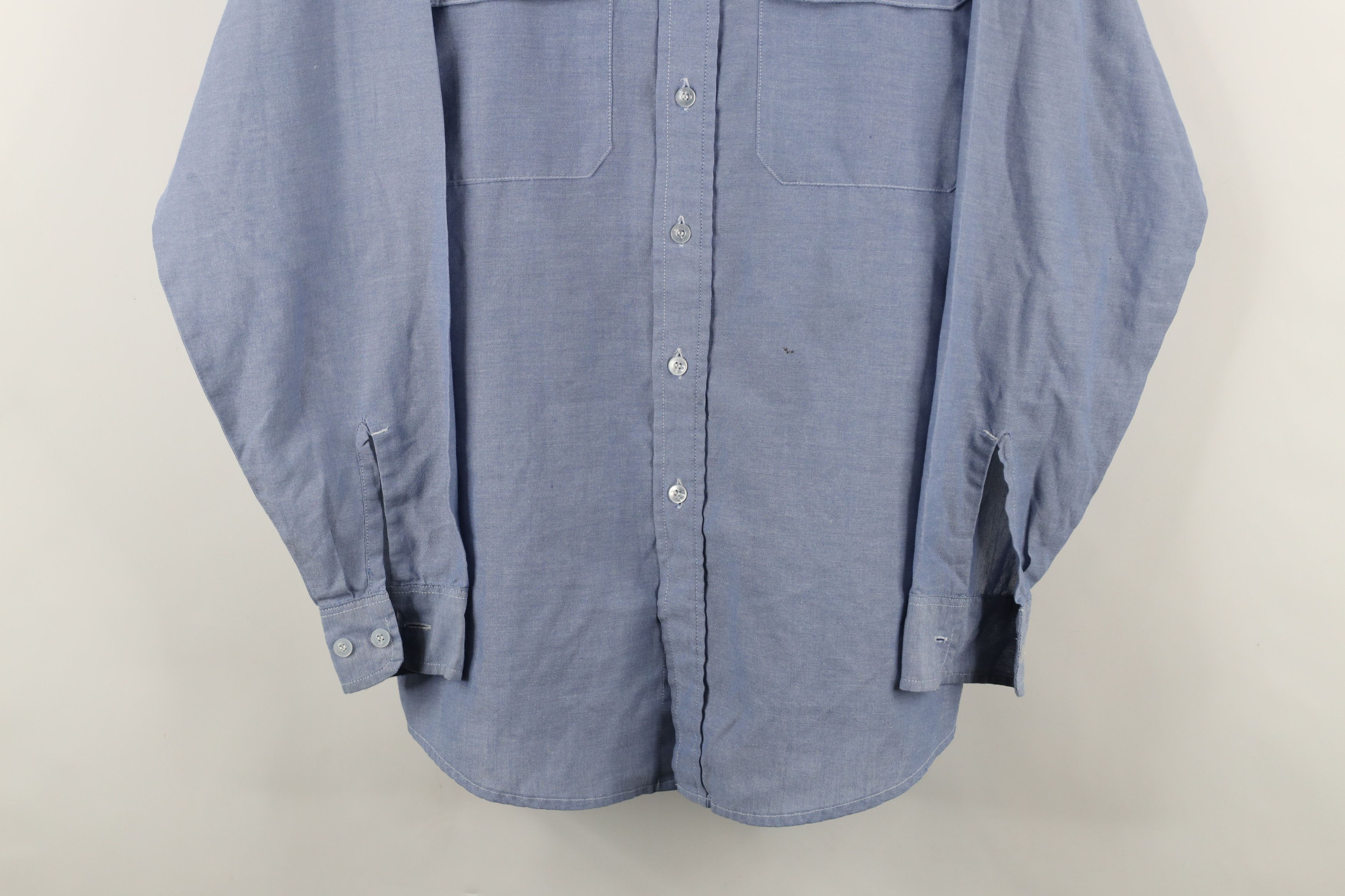 Vintage Vintage 90s Streetwear Chambray Workwear Mechanic Shirt Size US L / EU 52-54 / 3 - 3 Thumbnail