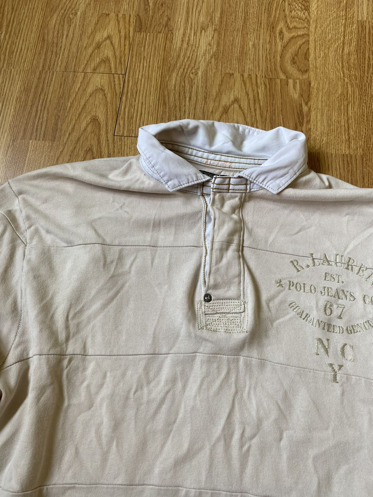 Polo Ralph Lauren Vintage Polo Jeans Co Ralph Lauren Rugby Beige Mens 2XL Size US XXL / EU 58 / 5 - 4 Thumbnail