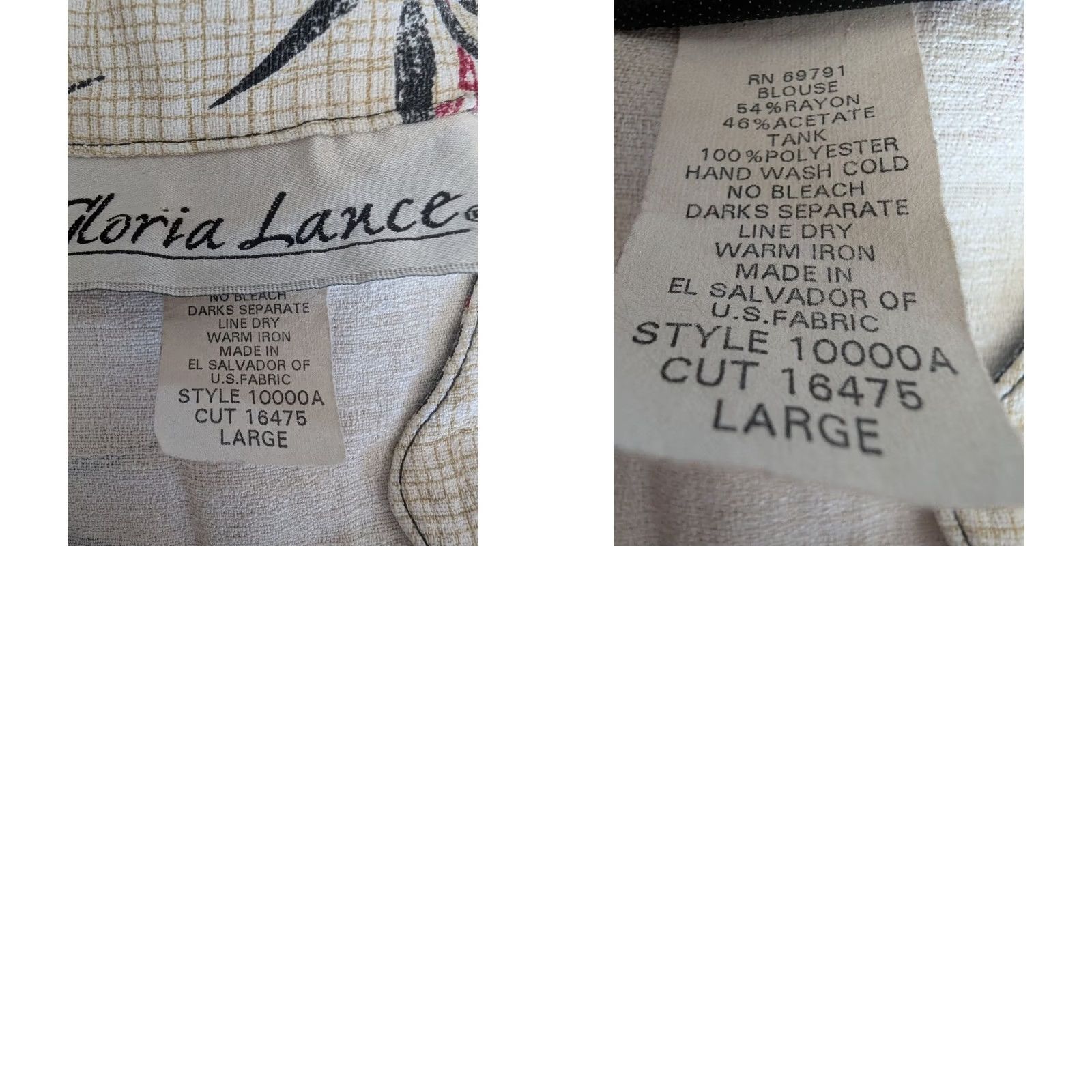 Vintage VINTAGE Gloria Lance Blouse Womens Sz L Cream Bamboo Print Button Front Mandarin Collar Layered Size L / US 10 / IT 46 - 8 Thumbnail