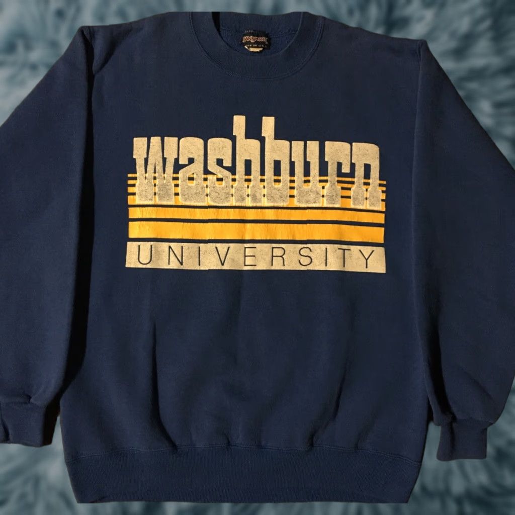 Vintage VINTAGE Washburn University Faded Sweatshirt M USA College Track Hoodie Mens Blue 90s 80s College USA University Pullover Cotton Spellout Gift Size US M / EU 48-50 / 2 - 1 Thumbnail