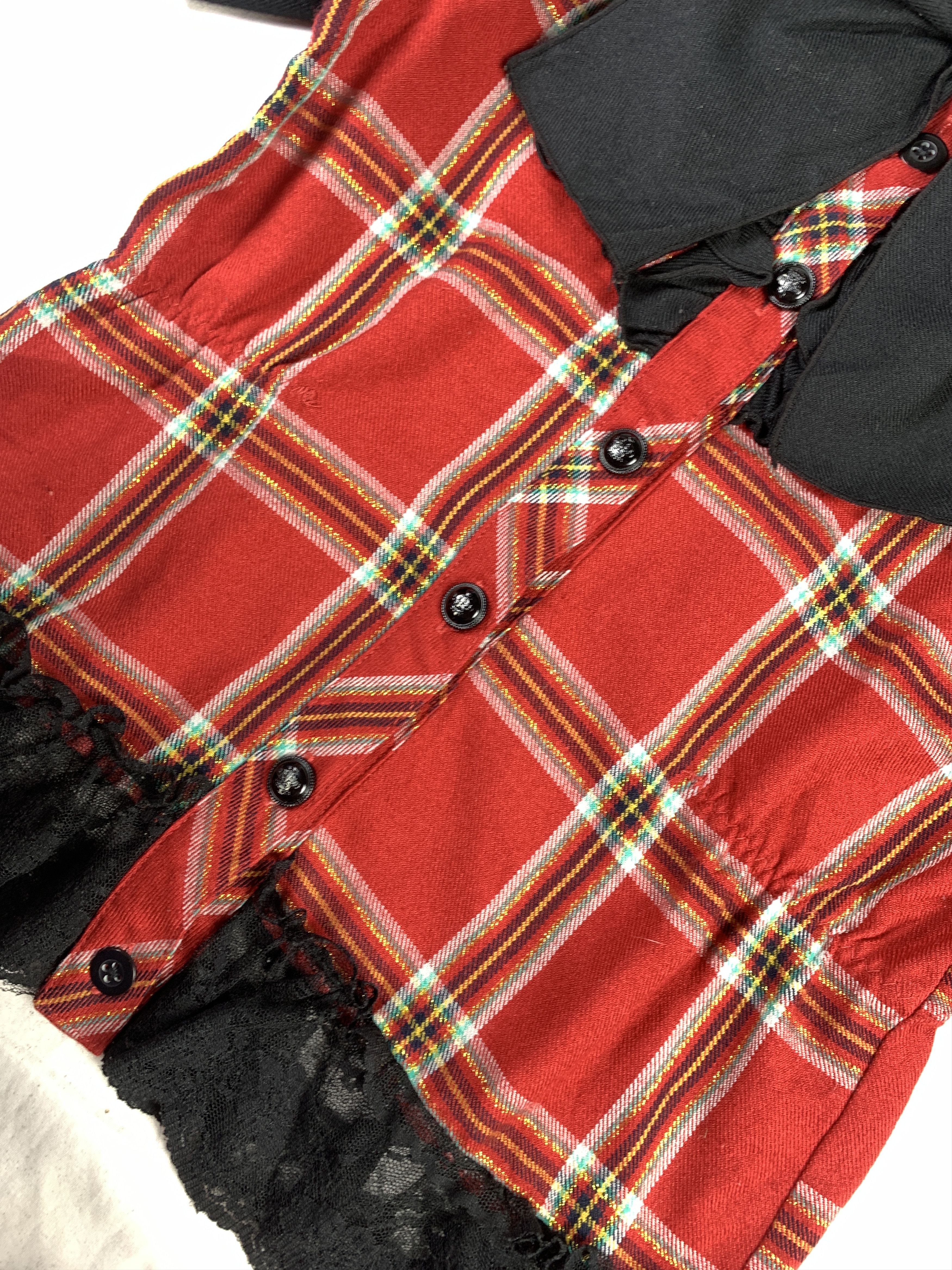 Japanese Brand Bowtie Tartan Plaid Trim Baby Shirt (XS) Size XS / US 0-2 / IT 36-38 - 7 Thumbnail