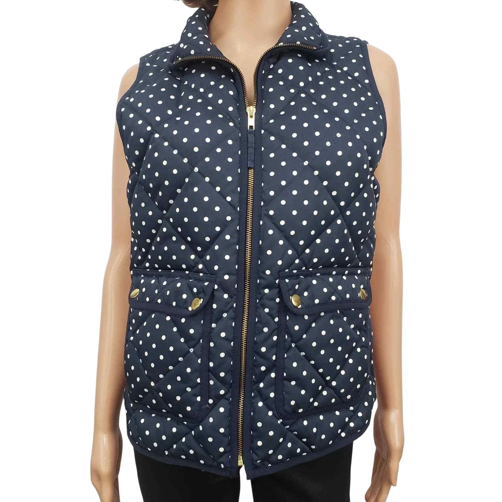 J.Crew J. Crew Polka Dot Quilted Puffer Vest Full zip up Pockets S Size S / US 4 / IT 40 - 2 Thumbnail