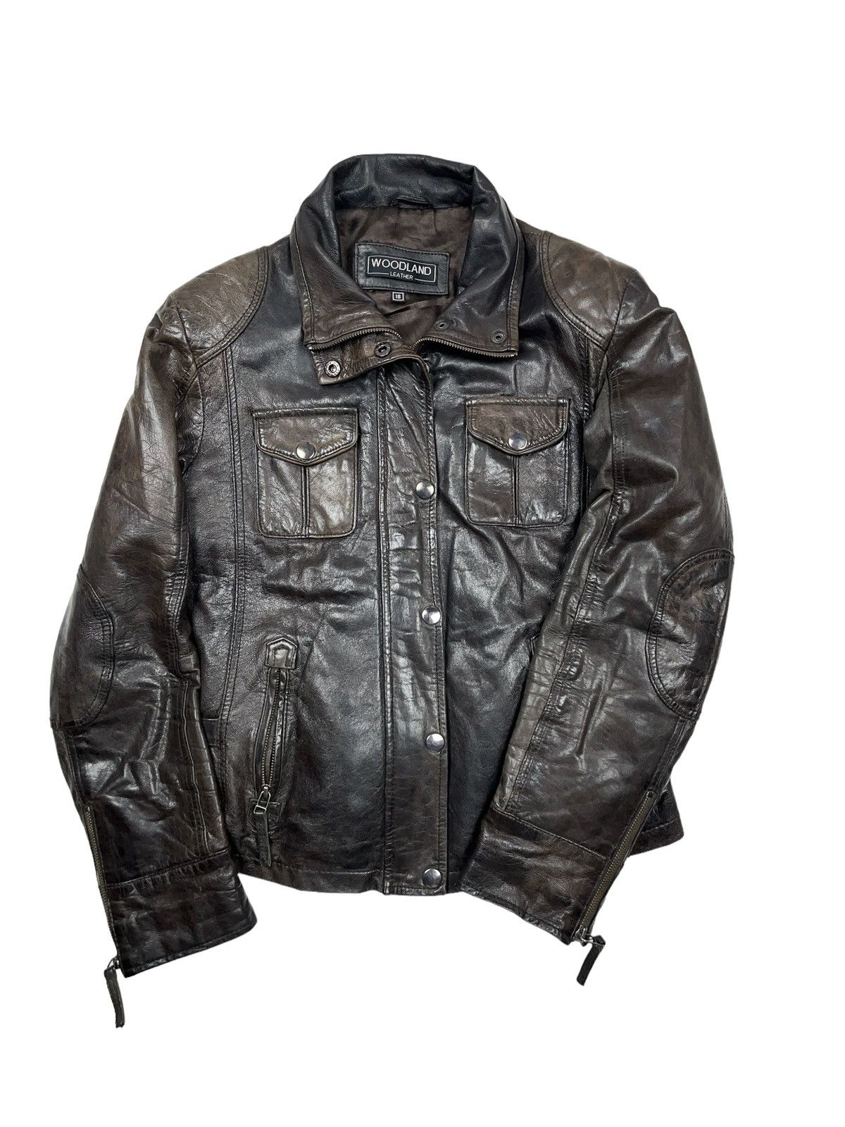 Other Archival Brown Faded Leather Jacket Avant Garde Japanese Size M / US 6-8 / IT 42-44 - 2 Thumbnail