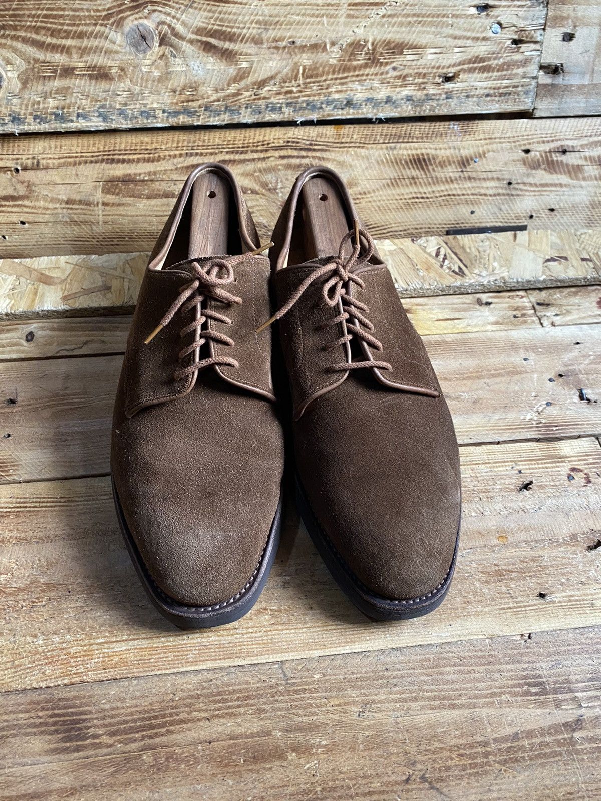 image of Crockett Jones Crockett And Jones Latimer Suede Derby Shoes Size Uk9G in Brown, Men's