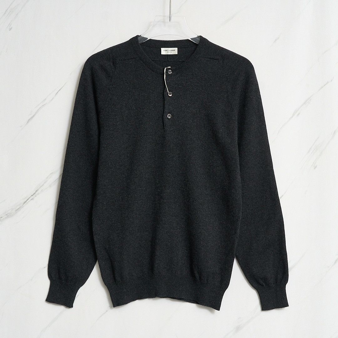 Saint Laurent Paris Saint Laurent Men's Dark Gray Cashmere Sweater Size US S / EU 44-46 / 1 - 1 Thumbnail