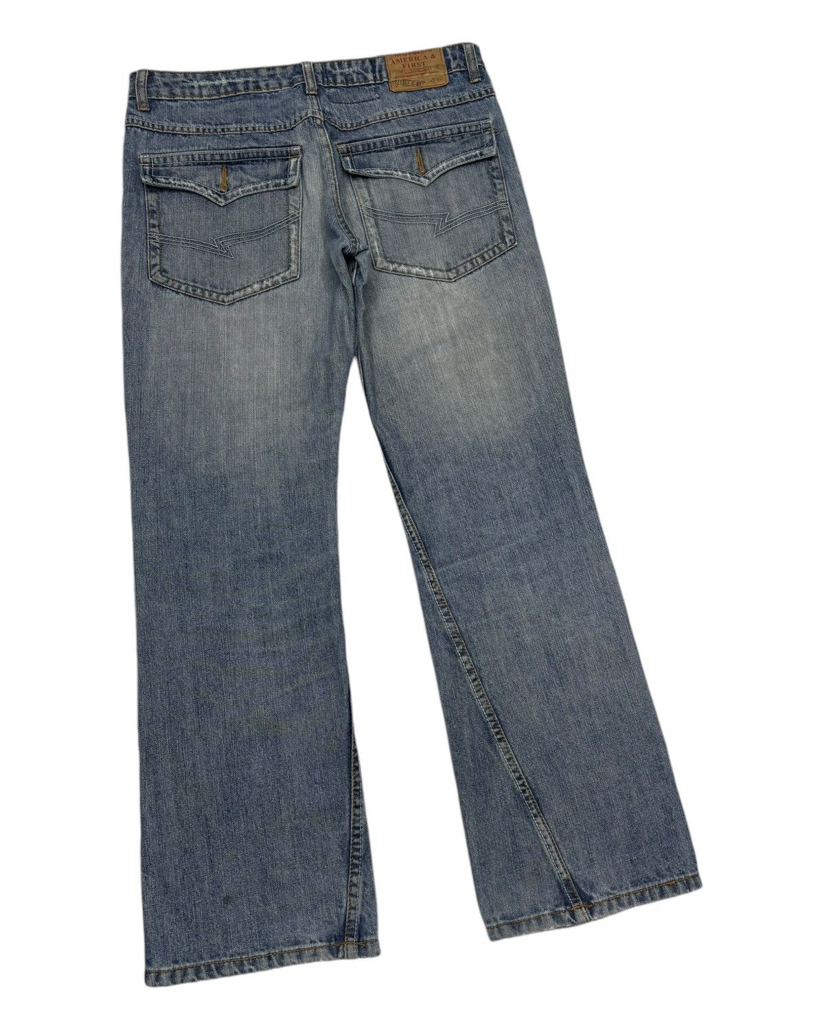 If Six Was Nine FLARE💥90s Flare Twist Denim America & First Distress Jeans Size US 33 - 4 Thumbnail
