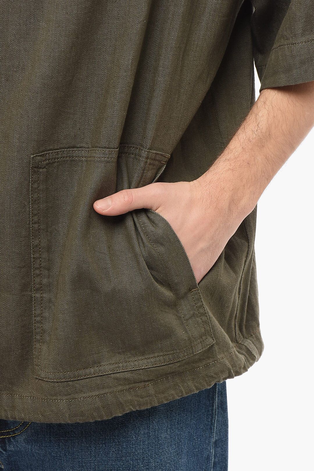 Alexander McQueen og1mm0925 Short-sleeved Cotton Shirt in Military Green Size US M / EU 48-50 / 2 - 5 Thumbnail