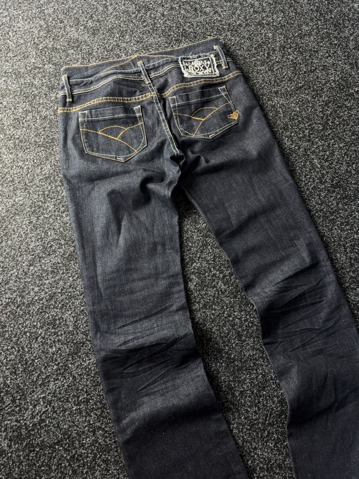 Quiksilver Vintage 00s ROXY Retro Dark Blue Jeans Low Rise USA Style Size 31" - 9 Thumbnail