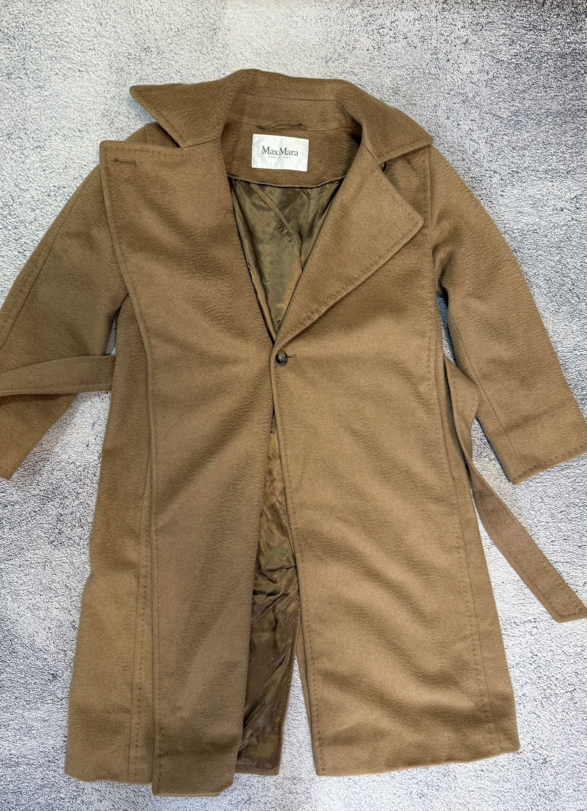 Max Mara MaxMara Women Coat S Beige Wool Cashmere Belted Long Jacket Size S / US 4 / IT 40 - 2 Thumbnail