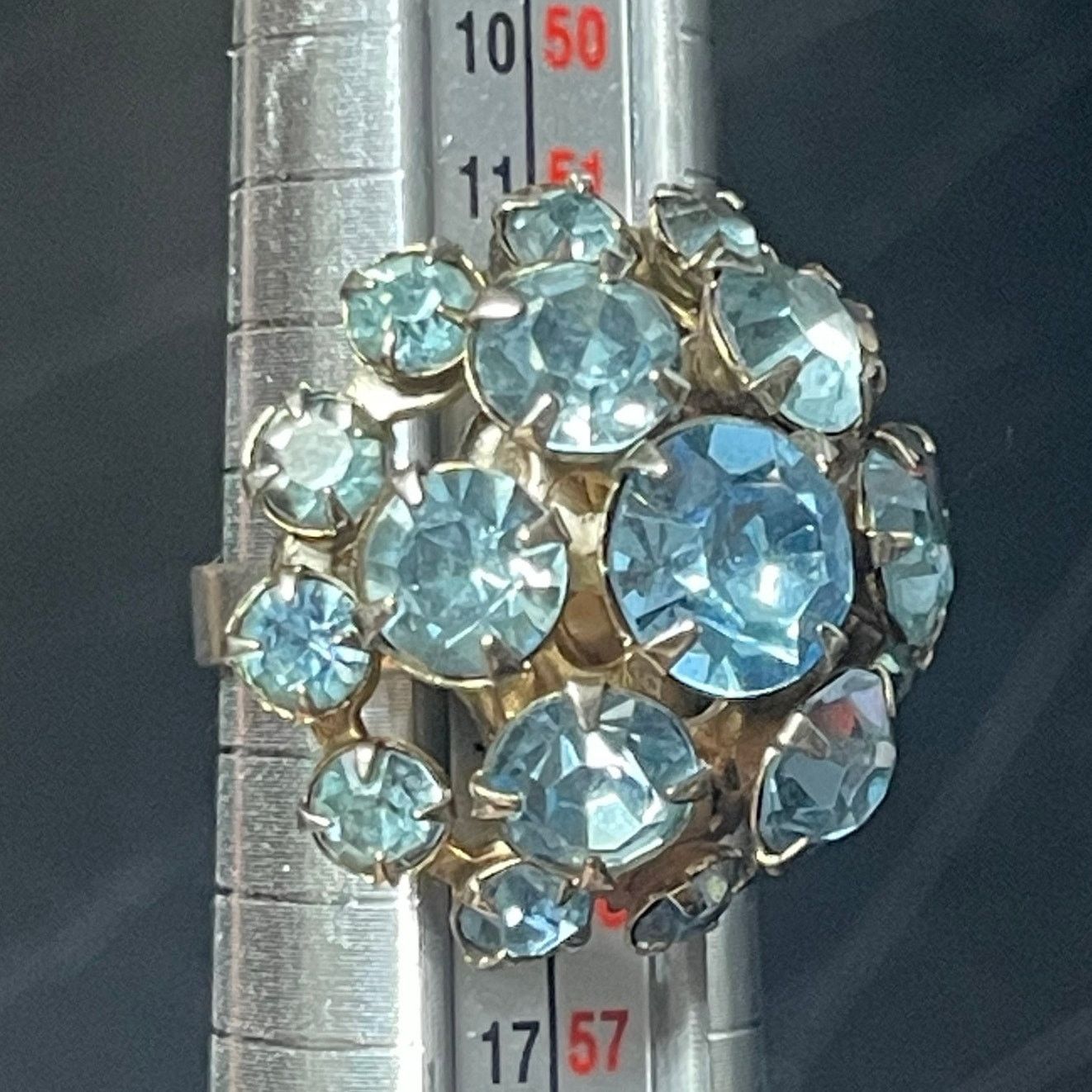 Other Vtg Blue Rhinestone Cluster Ring Sz 7 Adjustable Glows Size ONE SIZE - 5 Thumbnail