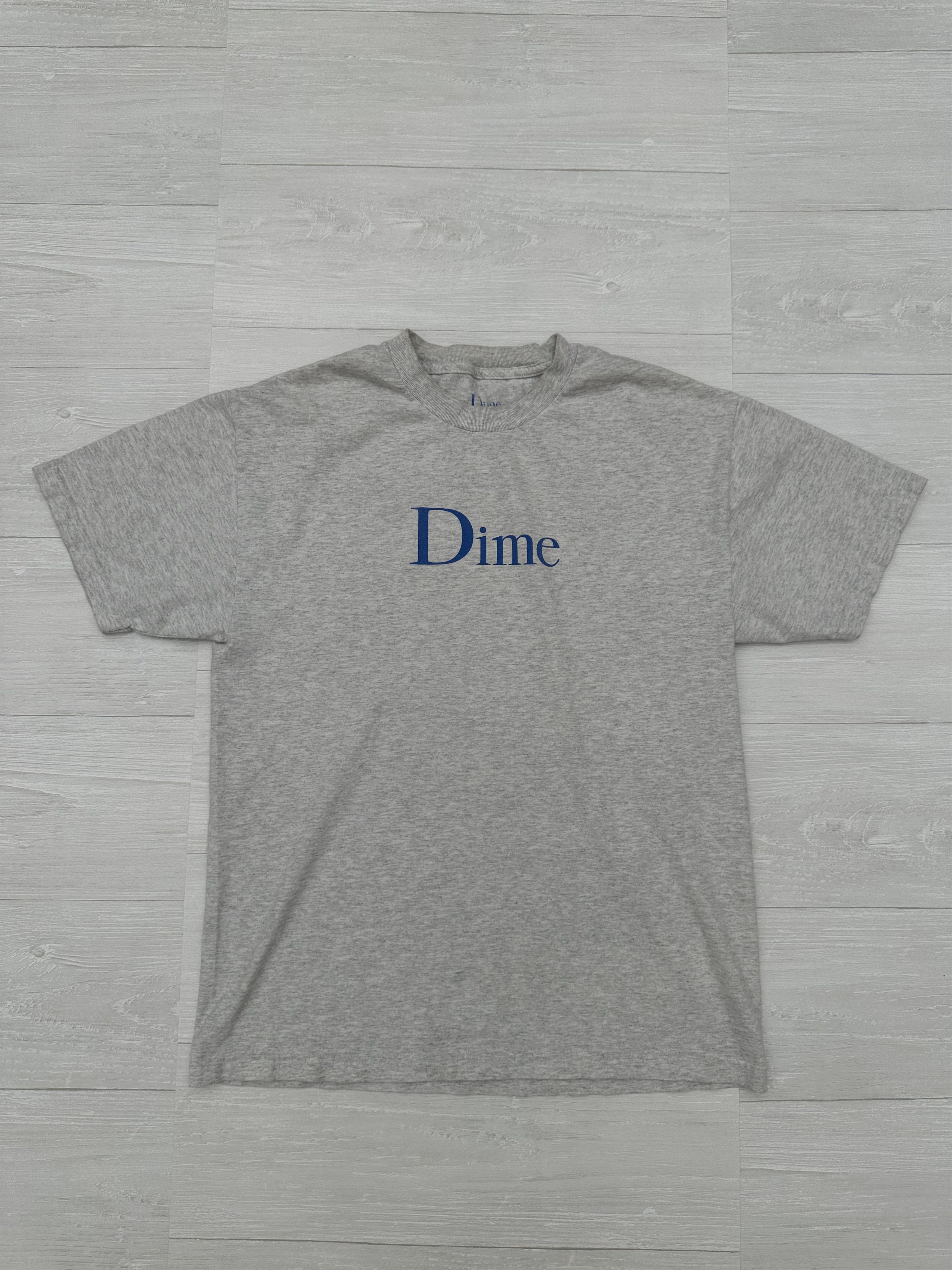 Dime Grey + Blue Classic OG Logo Tee Sz. Large Skate