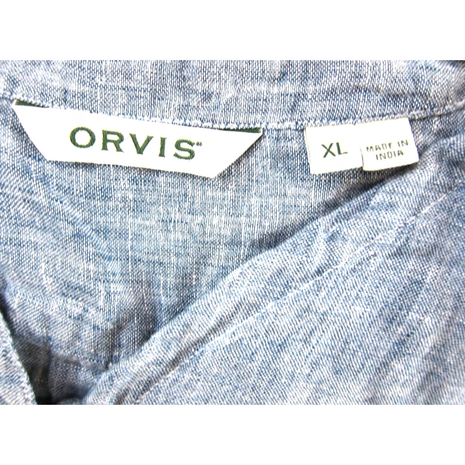 Orvis Orvis Blouse 3/4 Sleeve V-Neck Button Down Pocket Linen Blue Woman XL Size XL / US 12-14 / IT 48-50 - 3 Thumbnail