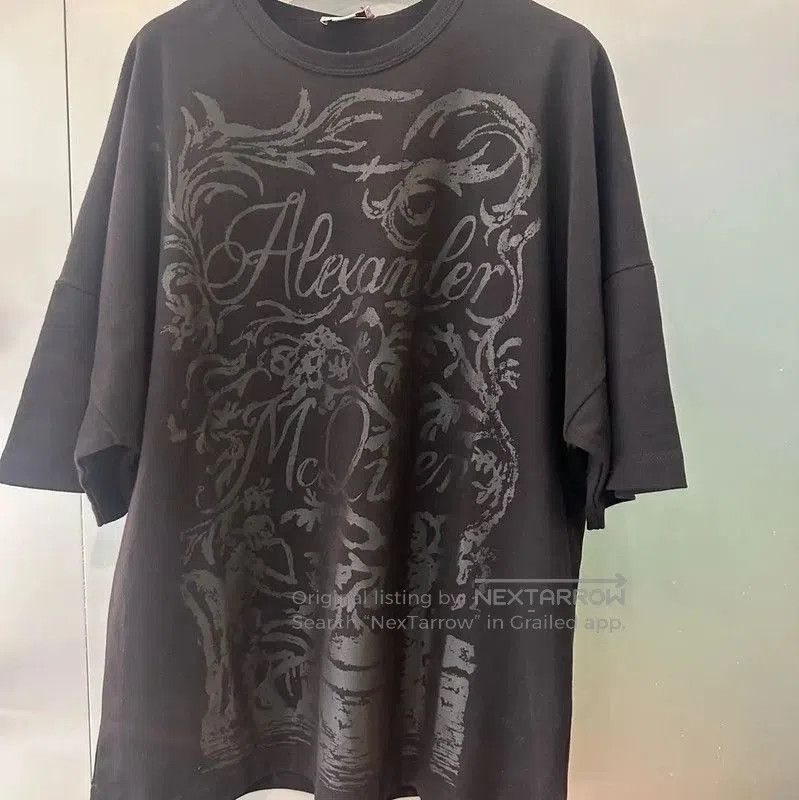 Alexander McQueen Alexander McQueen Black Cotton Printed Short Sleeve T-Shirt Size US M / EU 48-50 / 2 - 2 Thumbnail