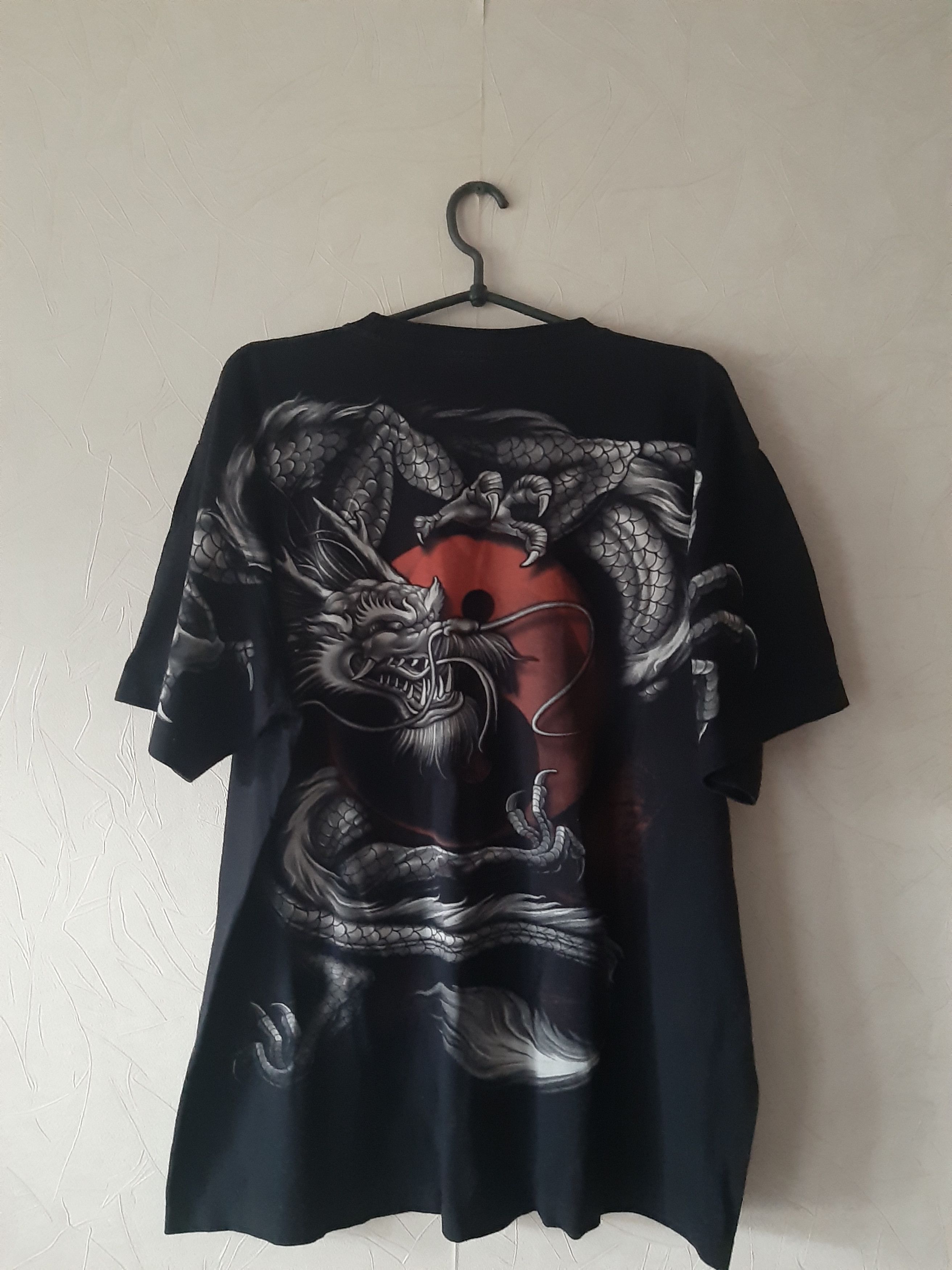 Vintage 90s Yin Yang Chinese Dragon All Over Print Black Size US XL / EU 56 / 4 - 5 Thumbnail